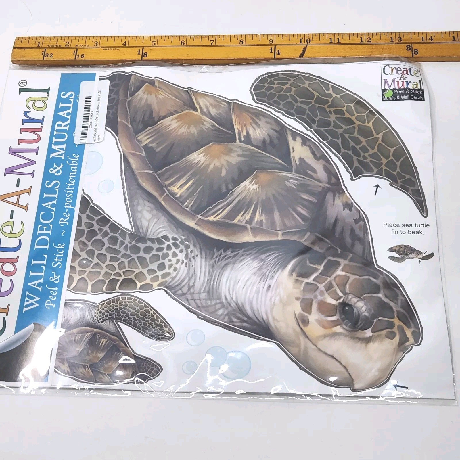 Ocean Life Wall Decals Shark Whale Turtle Dolphin Fish Peel & Stick Wall Set