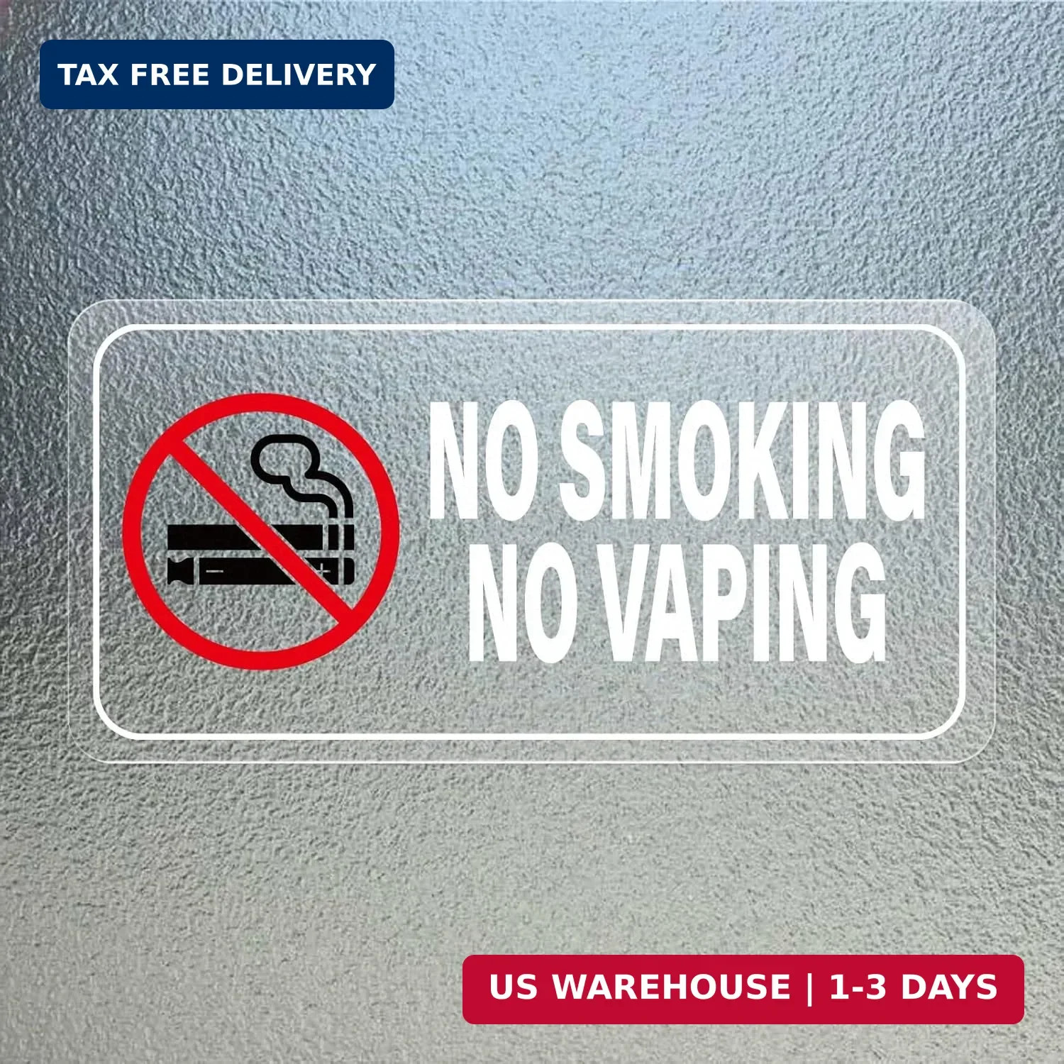 10 Pack No Smoking No Vaping Sticker 2 × 4 Inch Vinyl Self-Adhesive Door Decals