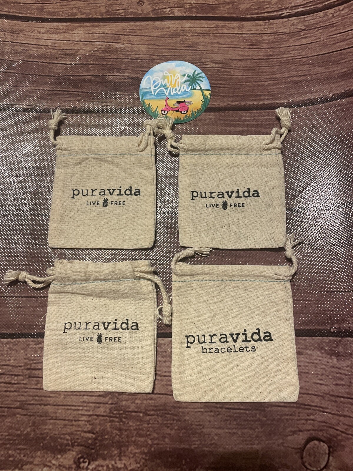 Pura Vida Empty Drawstring Bags and Decal Vinyl Sticker