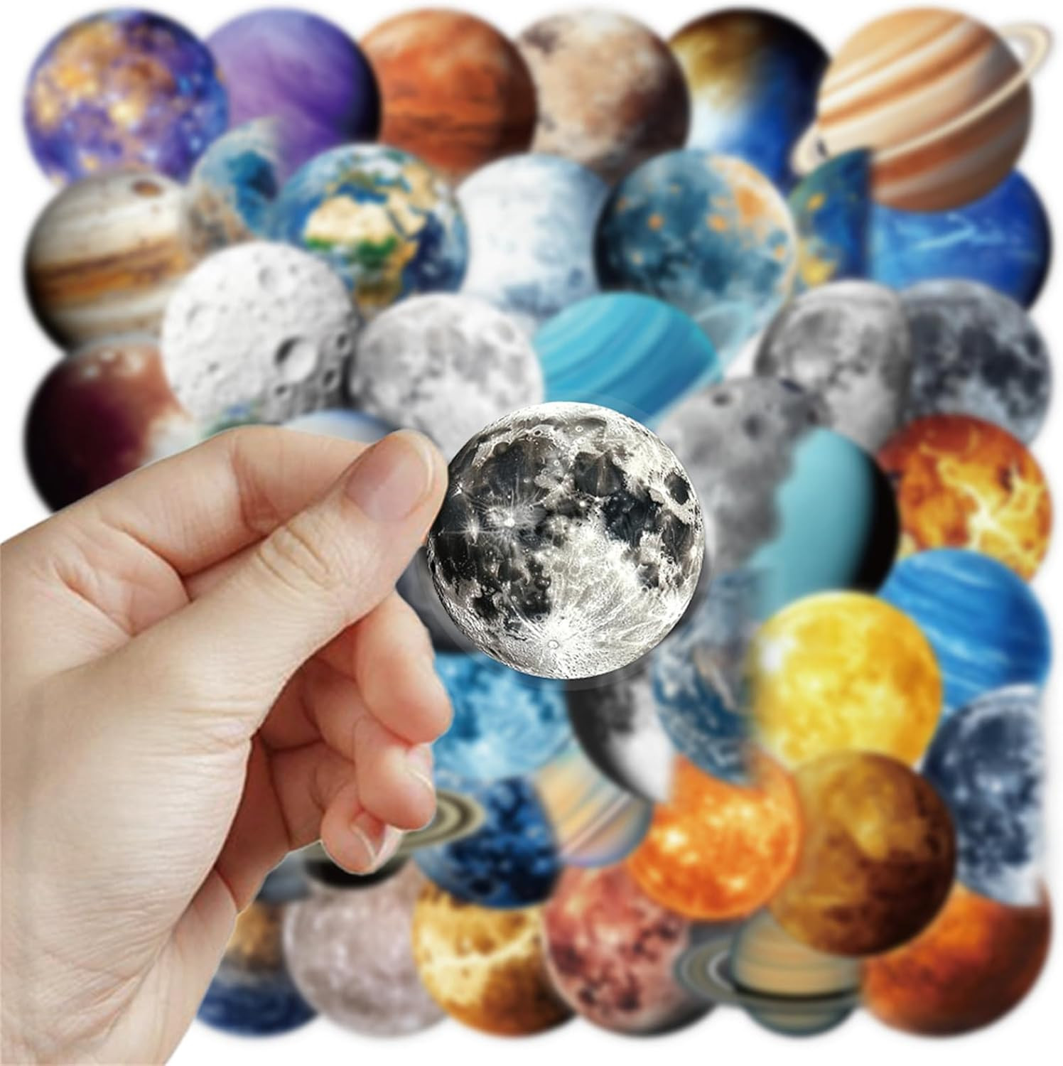 50 Pcs Transparent Astronomy Sticker,Cartoon Celestial PET Decals Set Laptop Sti