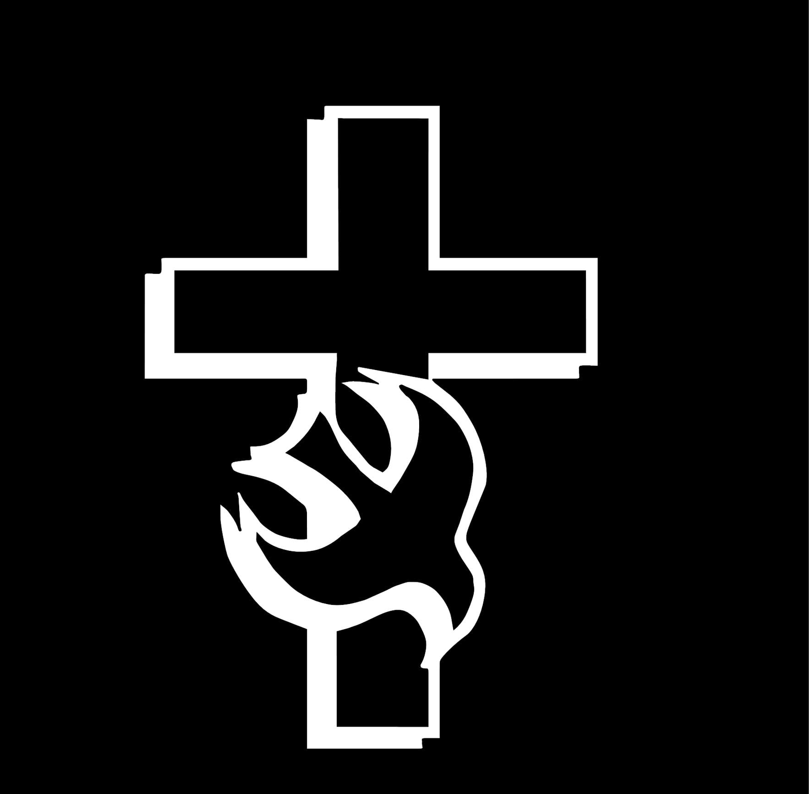 Chase Grace Studio Dove Cross Decal | 5.5-Inches | White Vinyl Decal