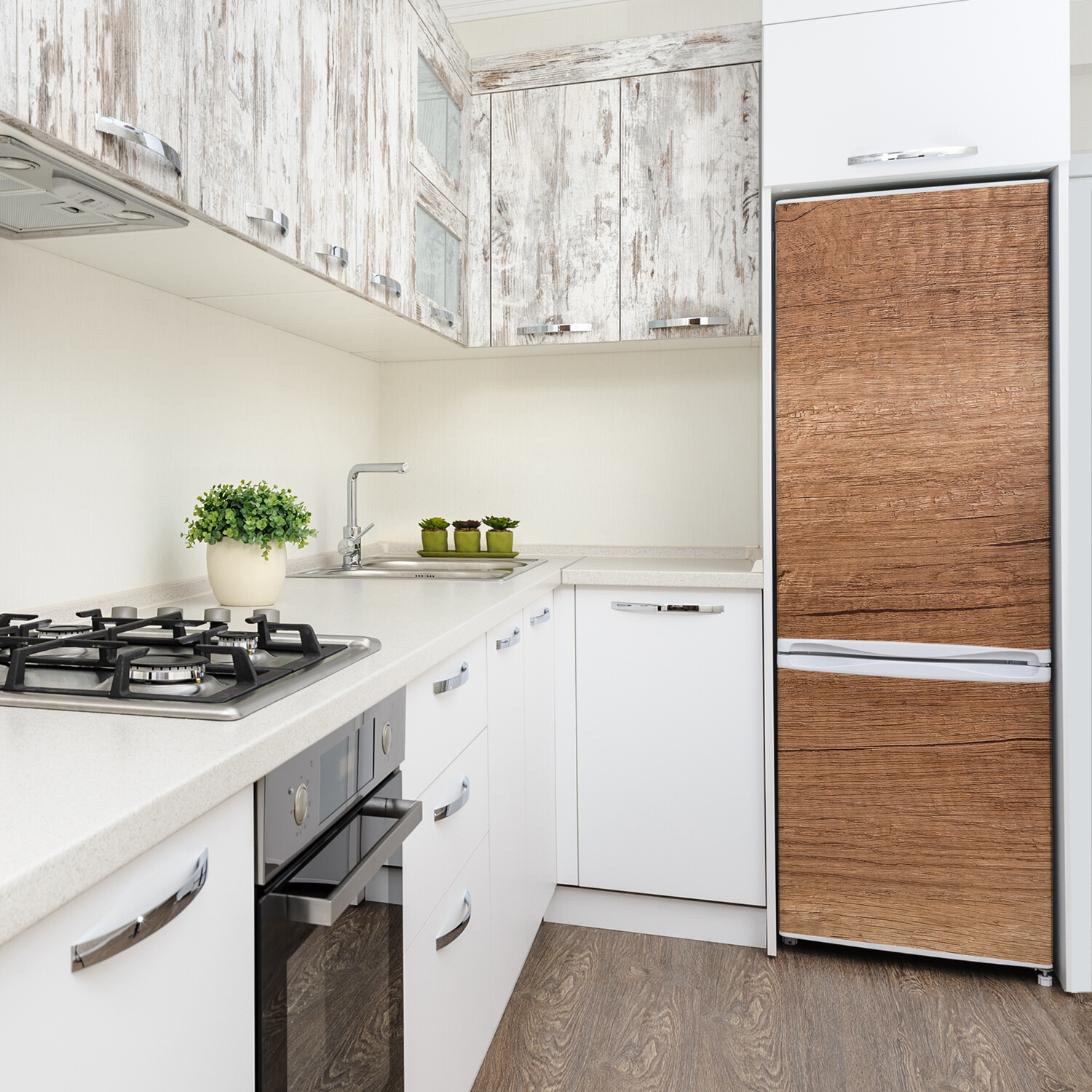 Magnet Sticker Refrigerator removable Peel & Stick Decal Wooden background