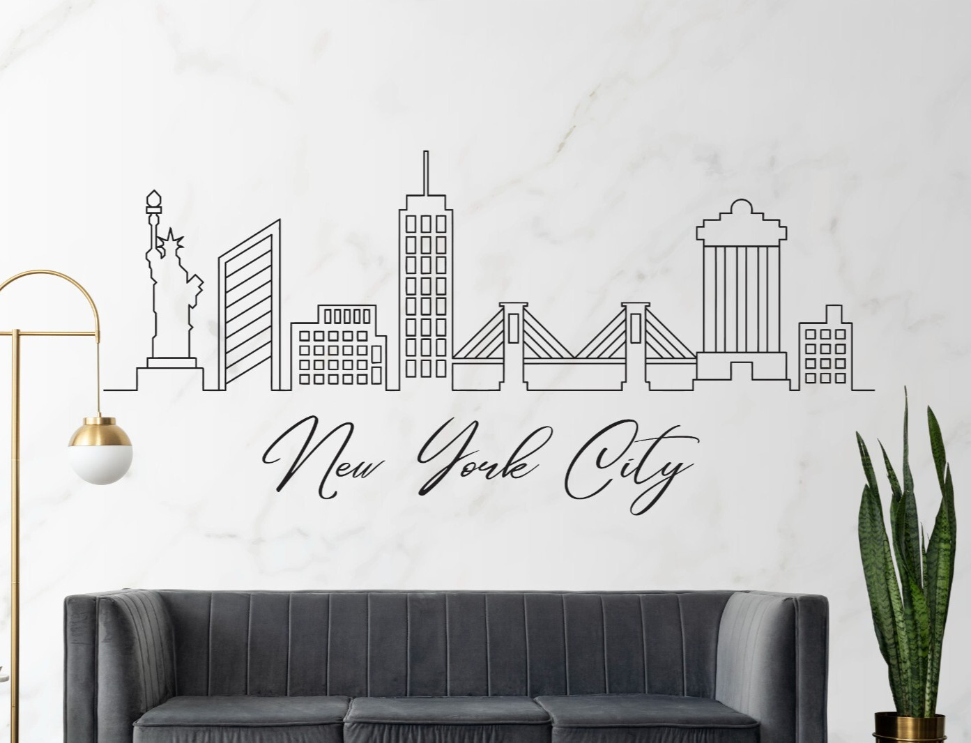 New York Skyline Wall Decal – Removable Vinyl Art for Urban Apartment Decor n134