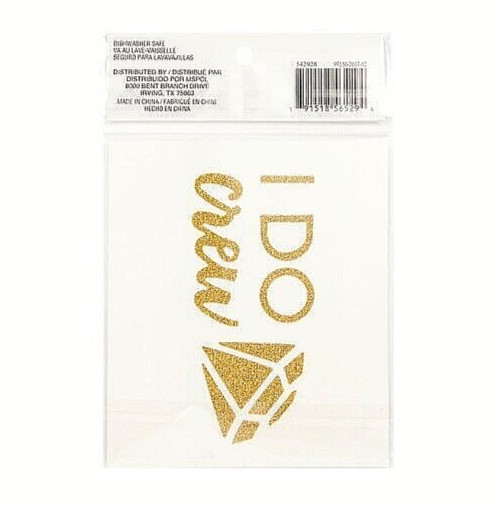 Celebrate It I DO CREW Gold Vinyl WEDDING Stickers – I DO CREW w/Diamond – 2 pc
