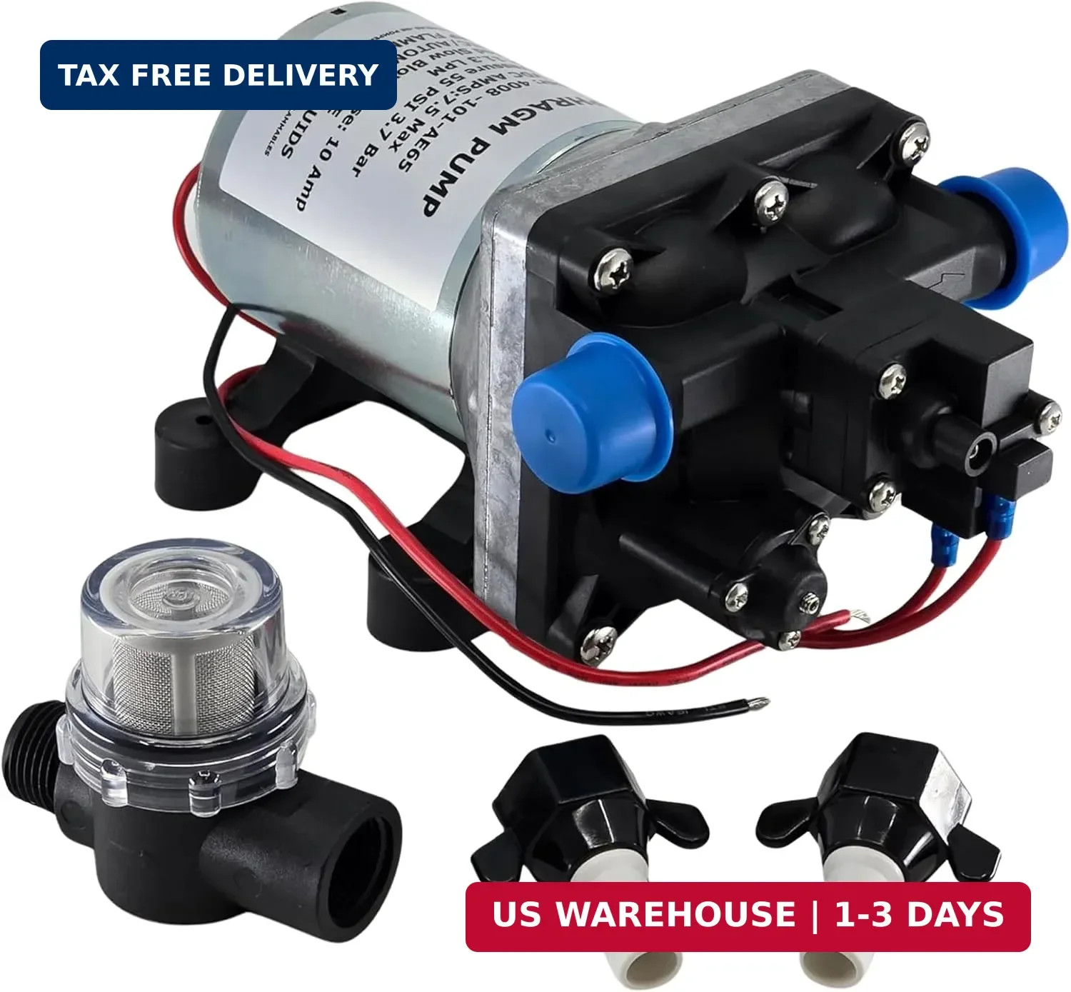 RV Water Pump 4008-101-A65/E65 | 3.0 GPM – 55 PSI | 12V Camper RV Water Pump | O