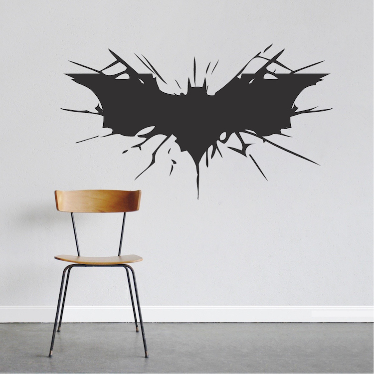 Batman Wall Decal, Dark Knight Wall Vinyl, Cracked Superhero Wall Sticker, a10