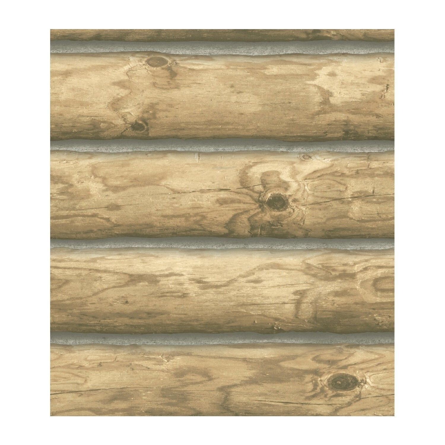 York Wallcoverings CH7977 Lake Forest Lodge Mountain Logs Wallpaper, Light Brown