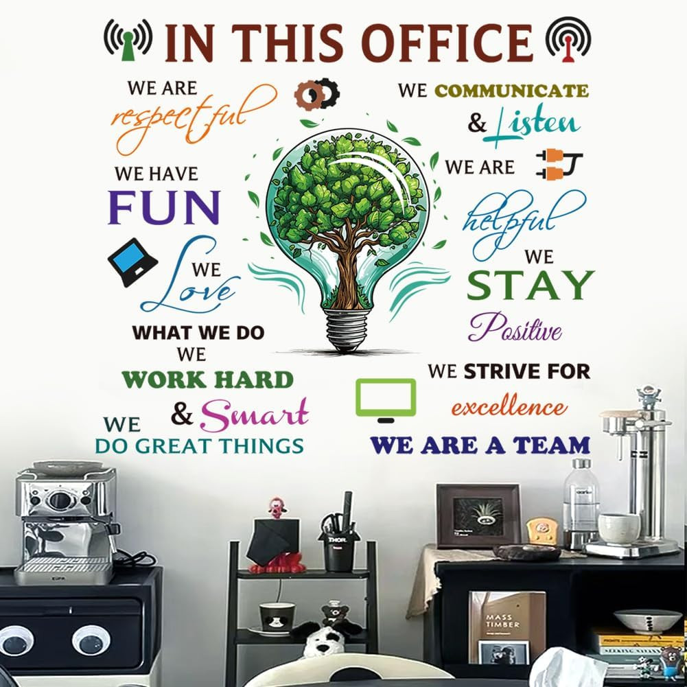 Office Inspirational Wall Decals – Positive Sayings Peel Stick Stickers, Colorfu