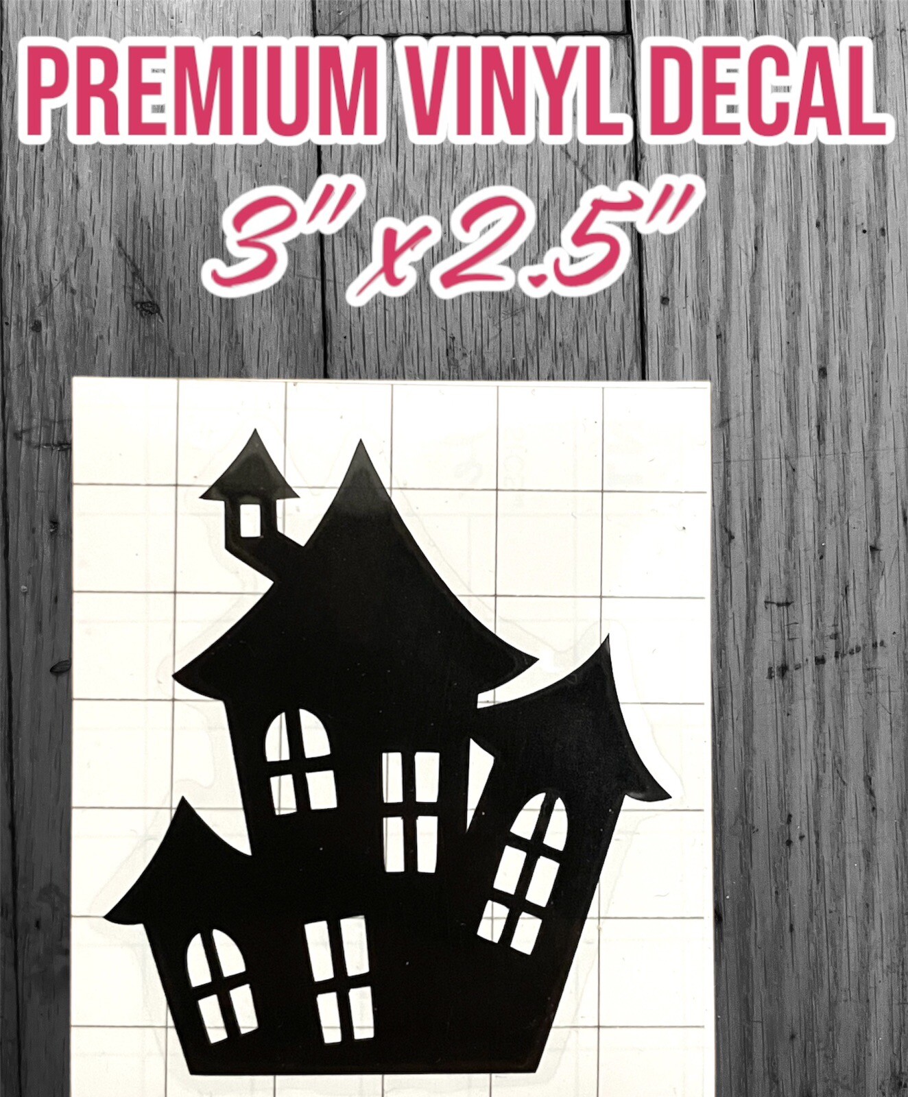 Spooky House Vinyl Decal Halloween 3”x2.5” Black Spooky Season SPOOKYSZN