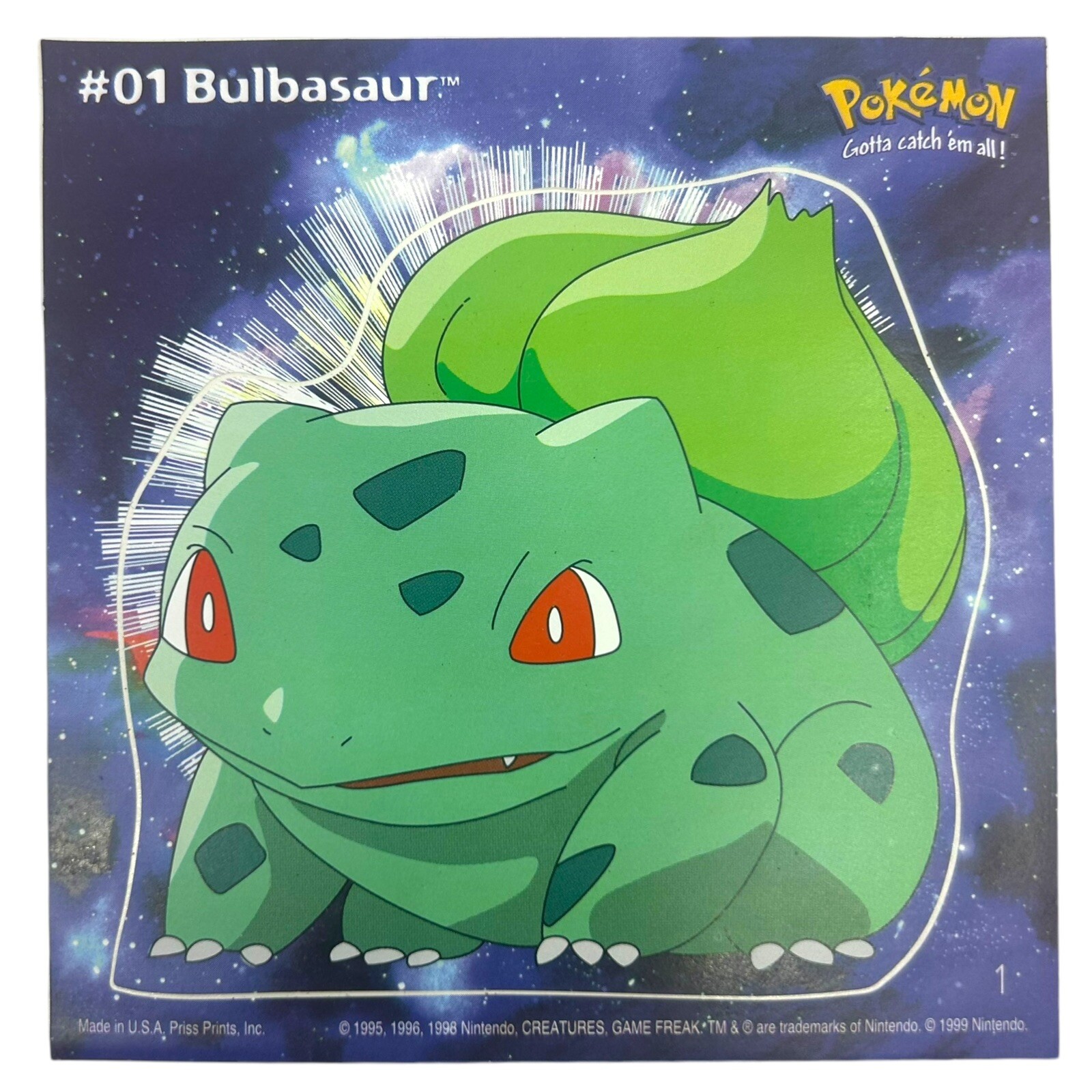Pokemon Collect ’em Stick-Ups Bulbasaur #01 Large 4” Sticker Priss Prints