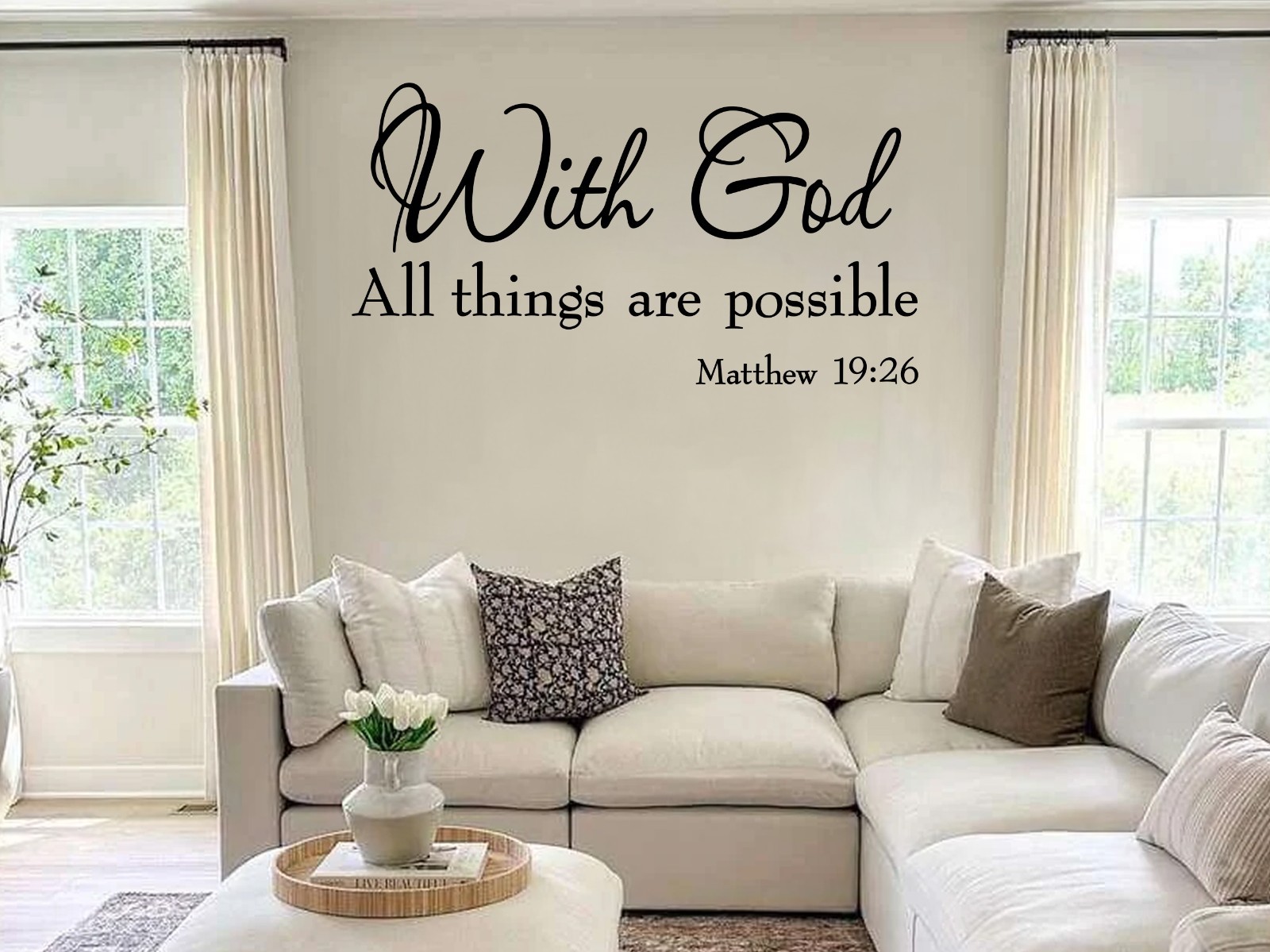 With God All Things are Possible Vinyl Wall Decal – Matthew 19:26 Bible Sticker