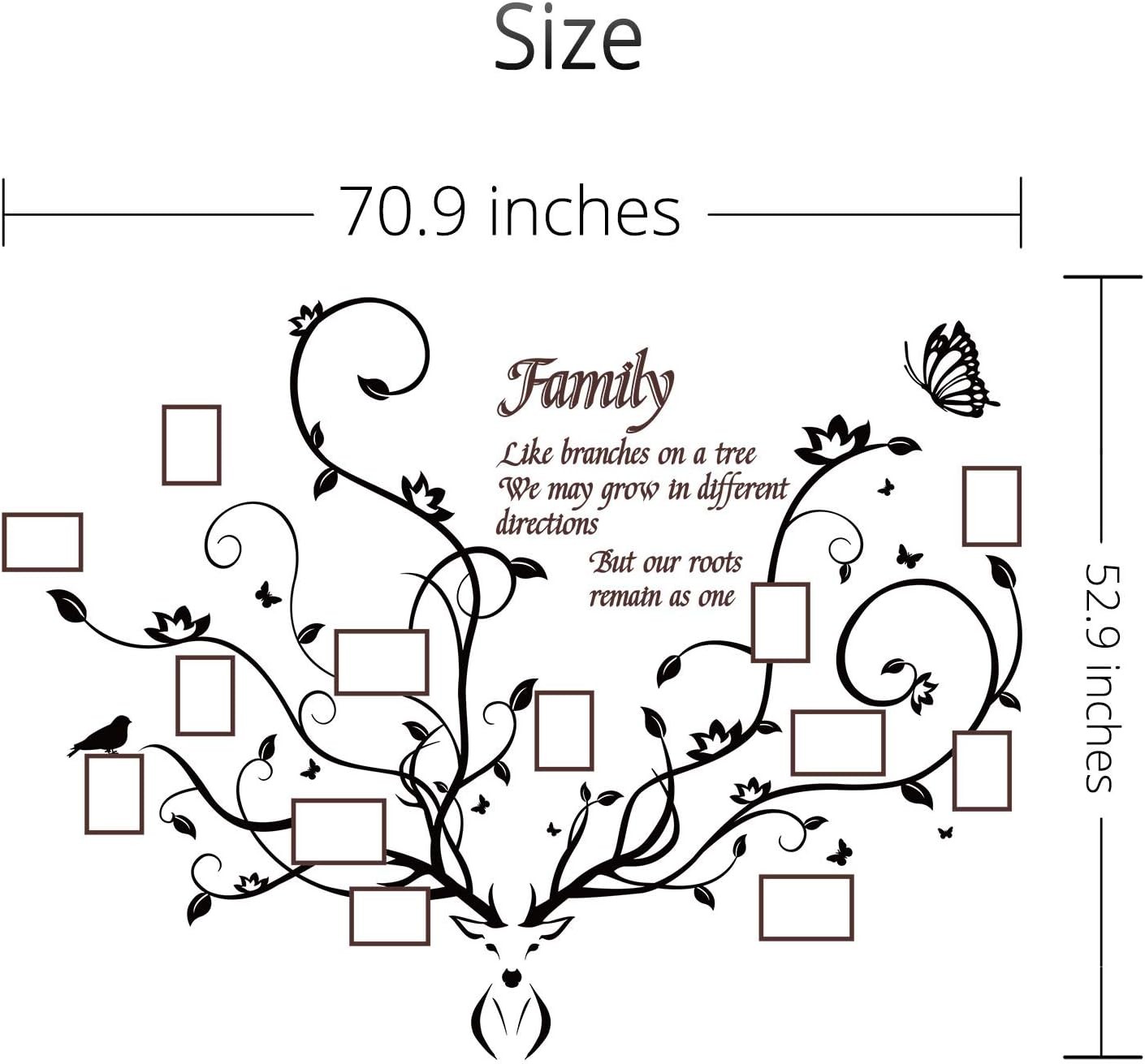 DecorSmart Antlers Family Tree Wall Decor for Living Room Picture Frame Collage
