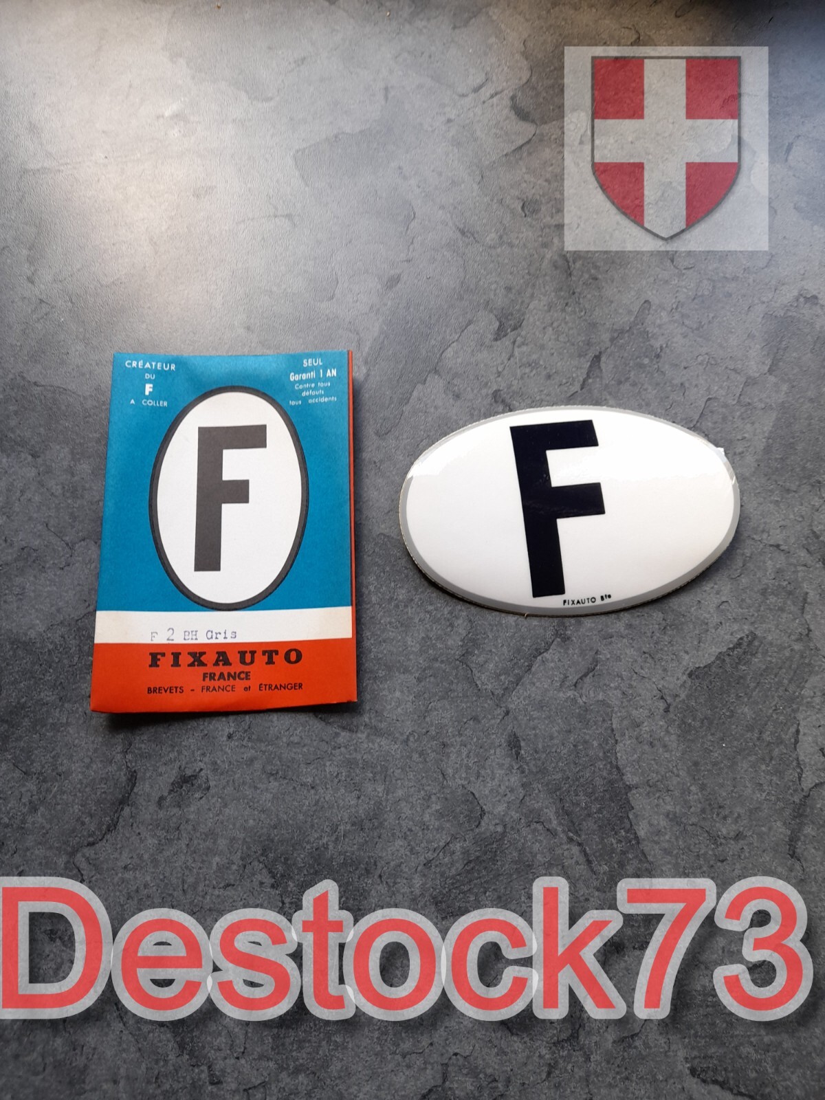 Vintage F France GREY Car Sticker in Original Pouch, FIXAUTO