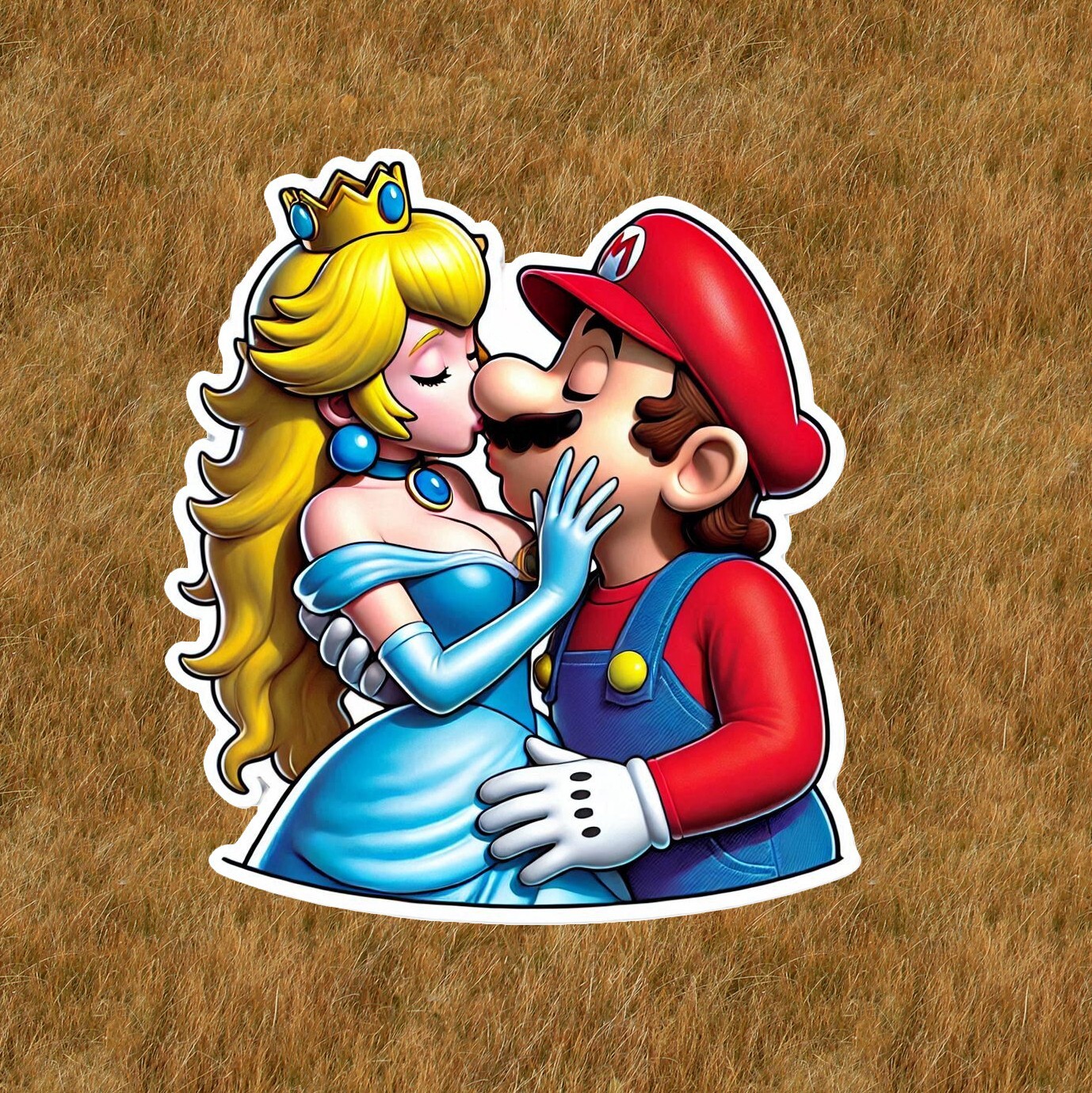 Mario kissing the sexy princess vinyl sticker decal – several sizes available