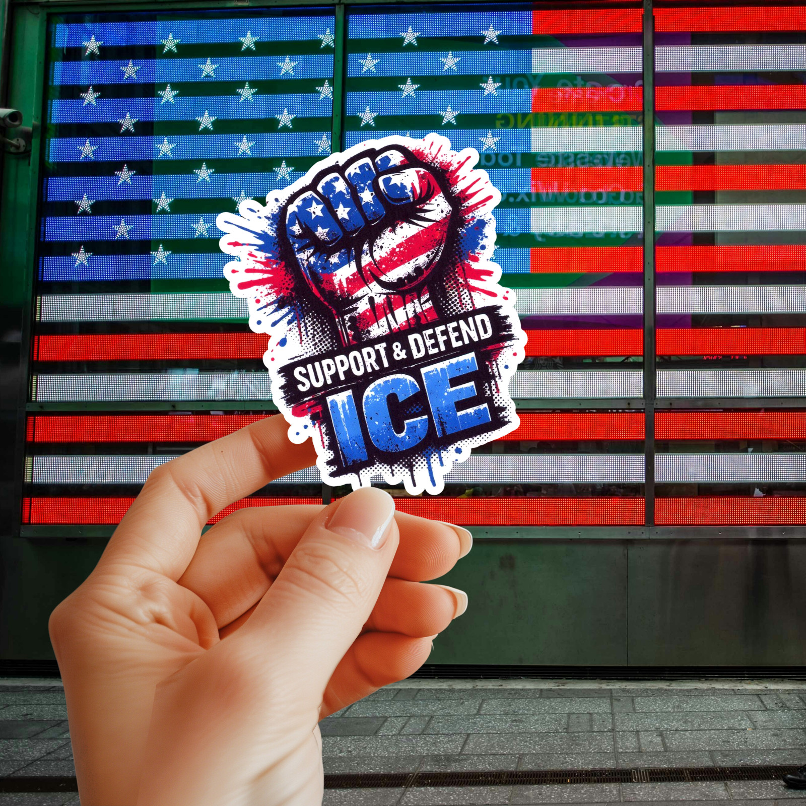 Support & Defend Ice USA AMERICA Fist Sticker