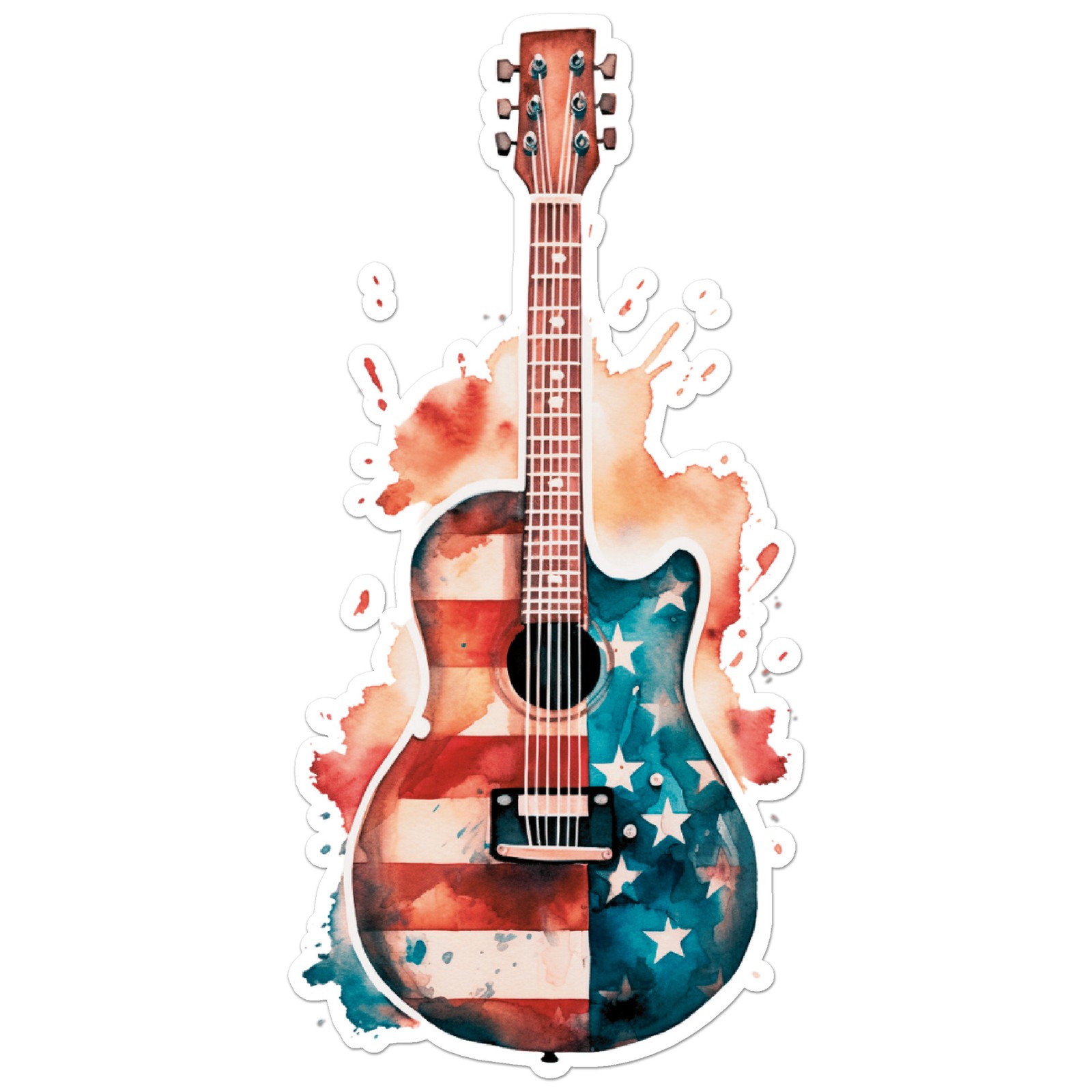 American Flag Guitar – Vinyl Decal Sticker – Car Window Laptop – ebn9480