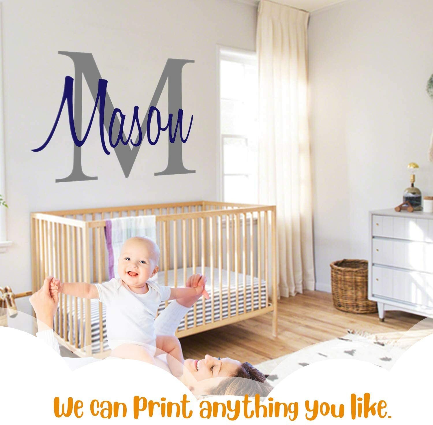 Customize Your Name & Initial For Baby – Wall Decal for Home Bedroom Decoration