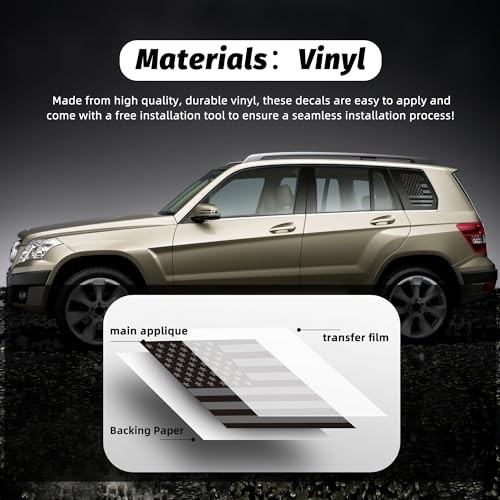 Rear Quarter Window Decal for Car SUV Trucks, Universal Matte American Flag