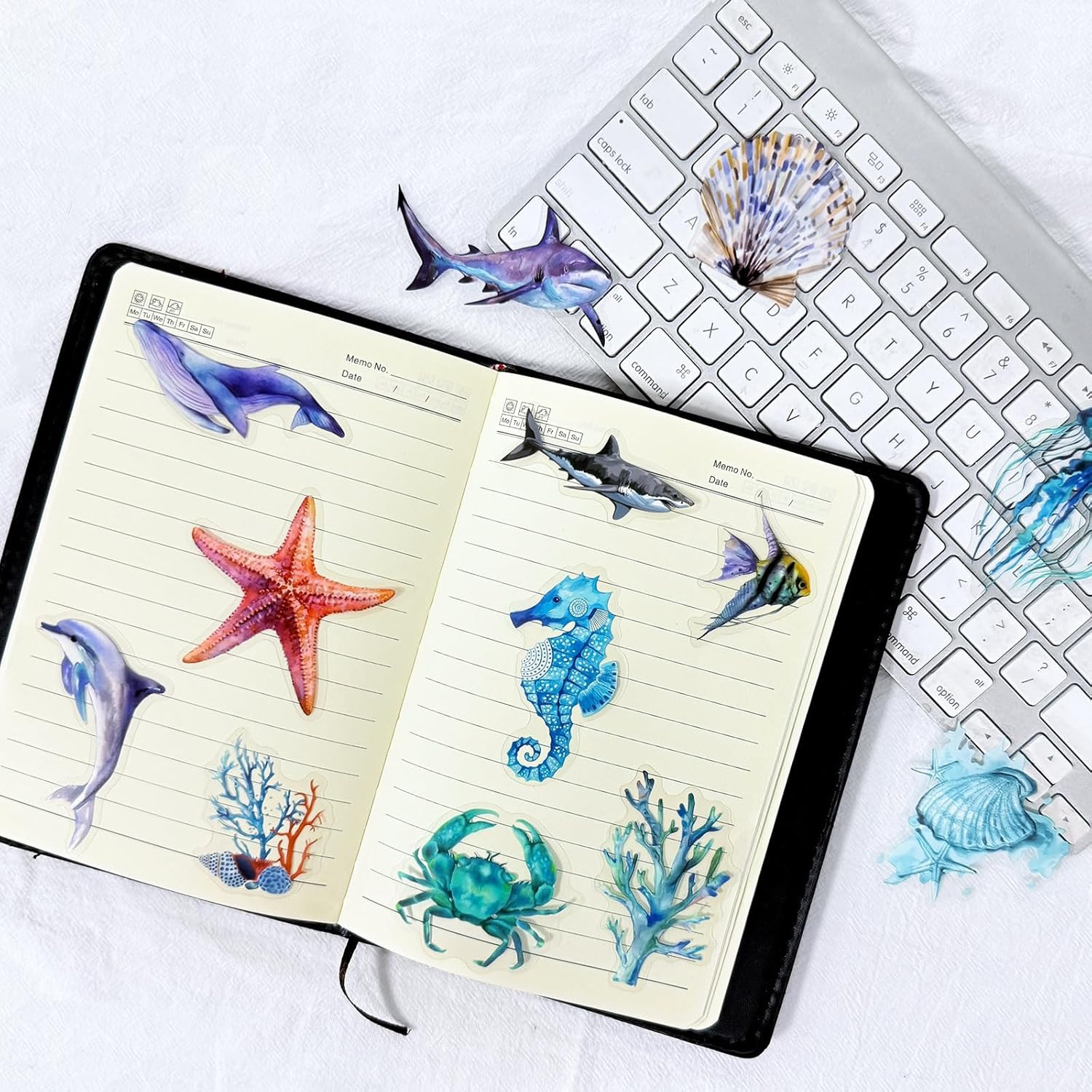 50PCS Marine Animal Stickers, Waterproof Underwater Sea Animal Decals