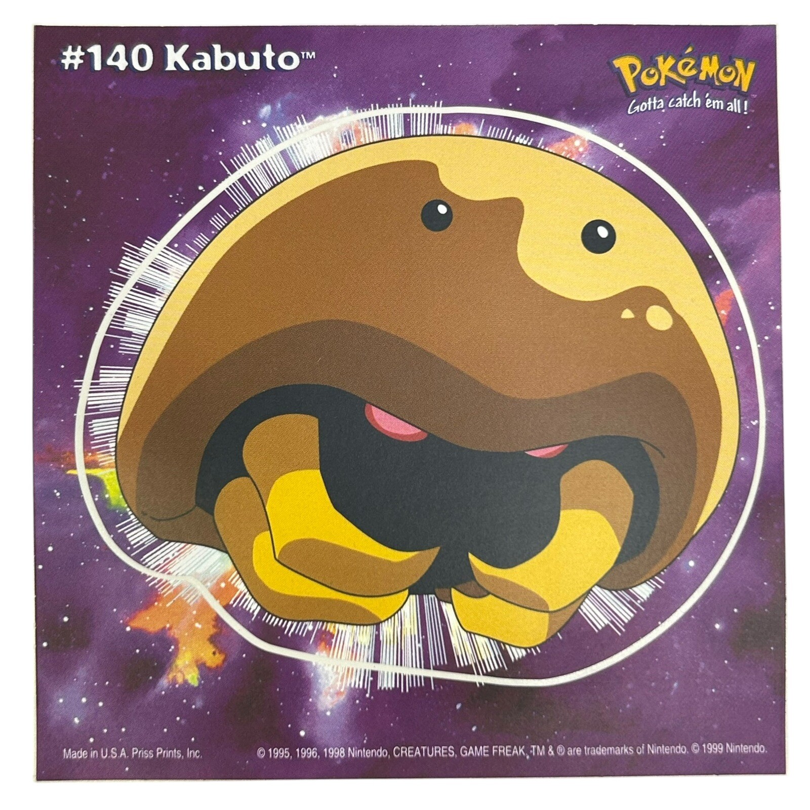 Pokemon Collect ’em Stick-Ups Kabuto #140 Large 4” Sticker Priss Prints