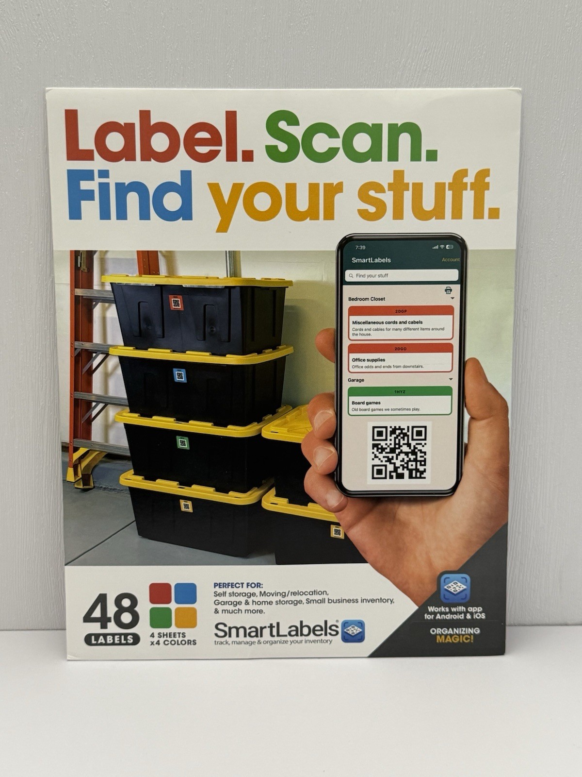 SmartLabels Original 48 Labels Red, Green, Blue, Yellow) Scannable Stickers