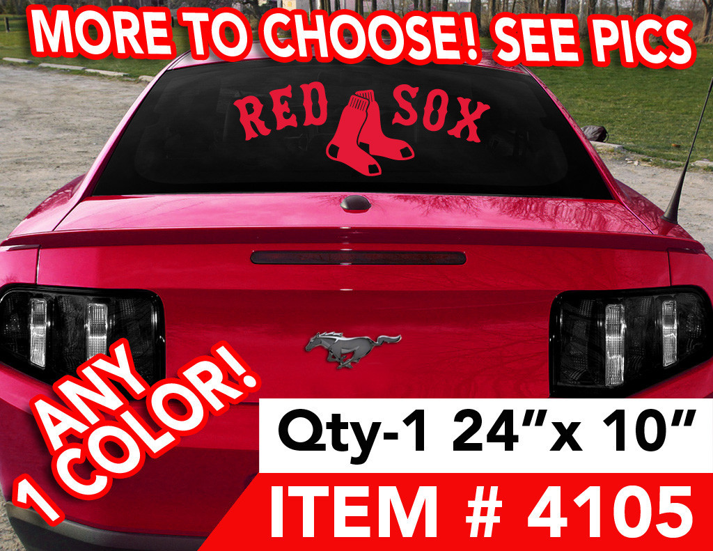 BOSTON RED SOX DECAL STICKER 24"w x 10" ANY 1 COLOR MORE DESIGNS SEE PICS