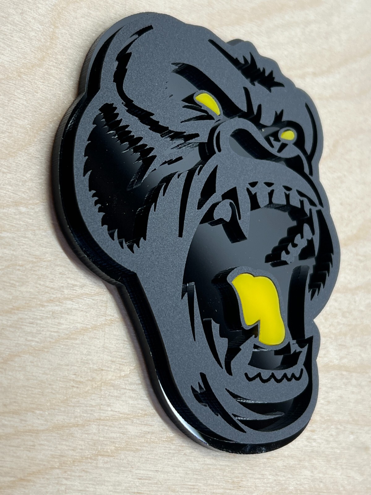 Angry Gorilla Yellow Eye Car Truck Emblem Badge Matte Black/Black Custom PK of 2