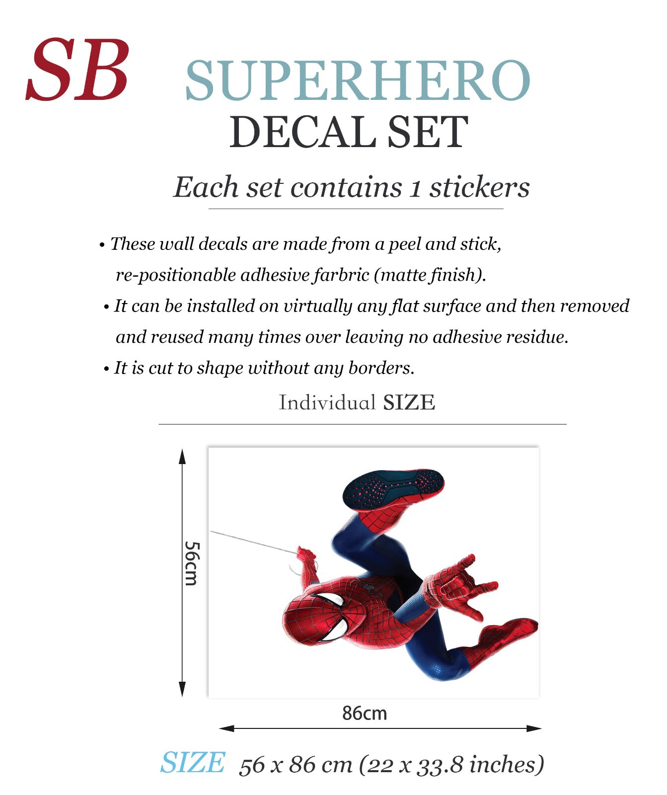 Avengers Spiderman Superhero Nursery Boy Bedroom Wall Decal Sticker