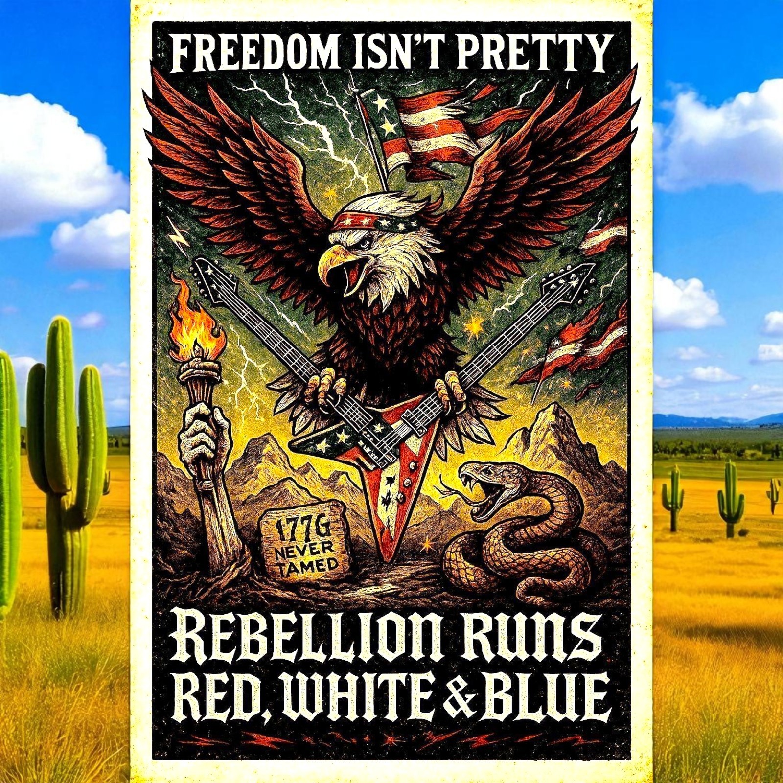 3"X3" Kiss Cut Sticker Freedom isn't Pretty Rebellion Runs Red, White, and Blue