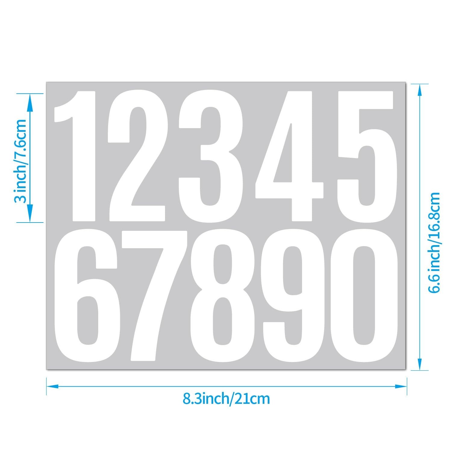3inch Large Mailbox Numbers Stickers 4 Sheets Letter and Numbers Stickers Wat…