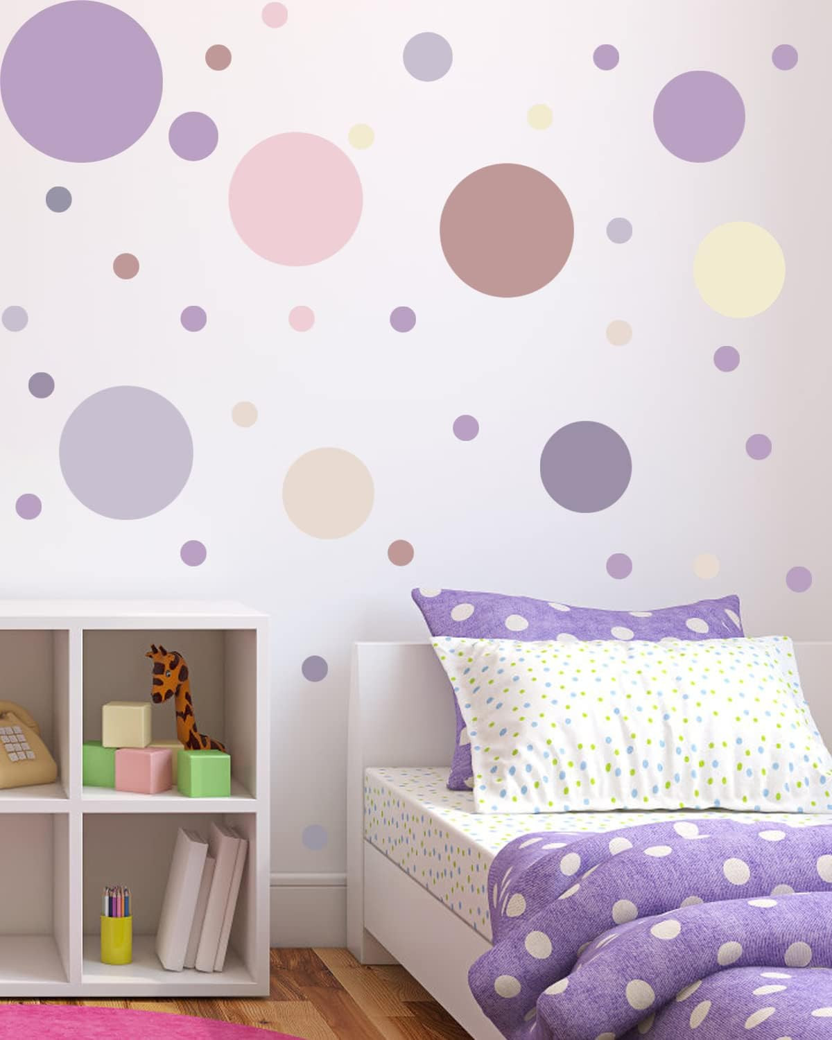 Multicolor Dots Wall Stickers Peel and Stick Vinyl Big Circle Wall Decals for Ne