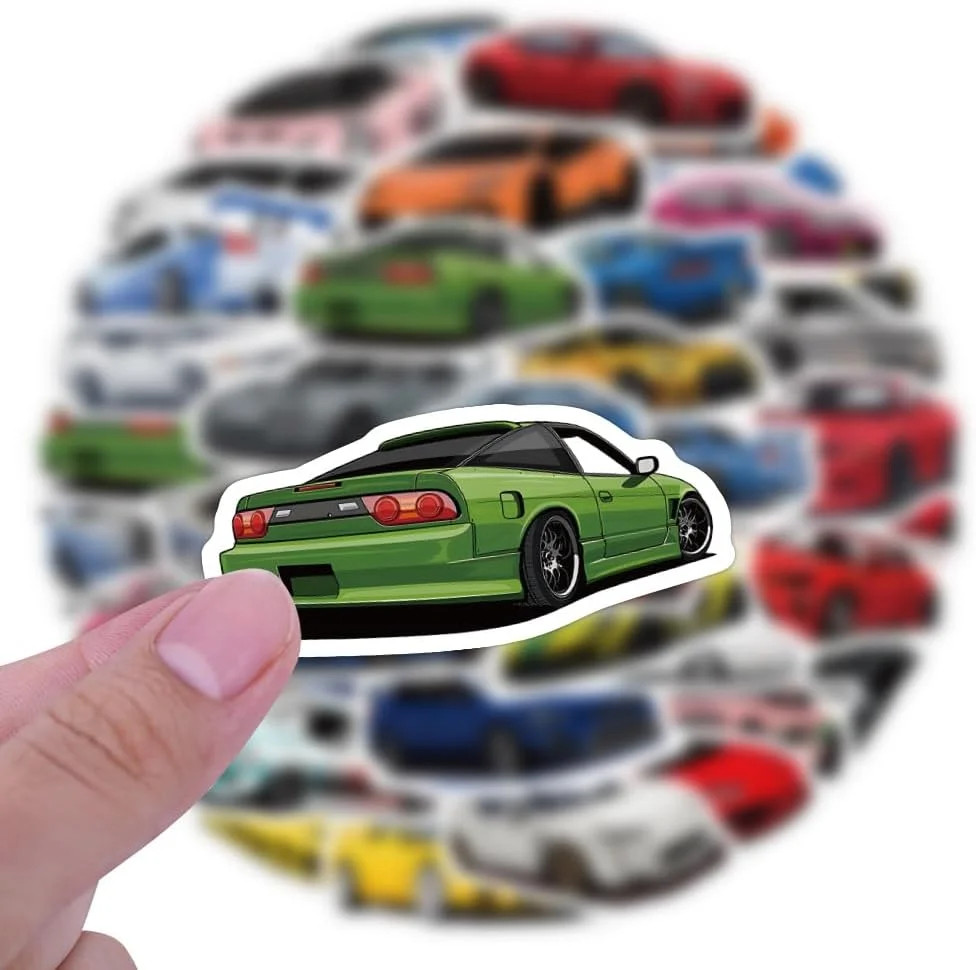 60 Pcs Sport Super Car Stickers for Teens Adult, Cute Sports Cars Sticker Waterp