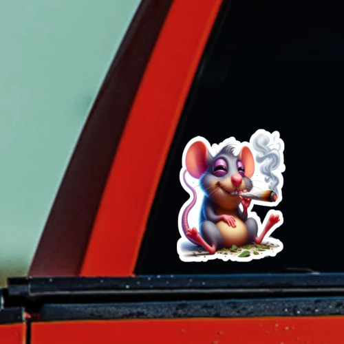 A Cool Mouse Enjoying A Smoke Durable, High Quality, Easy To Apply Vinyl Sticker