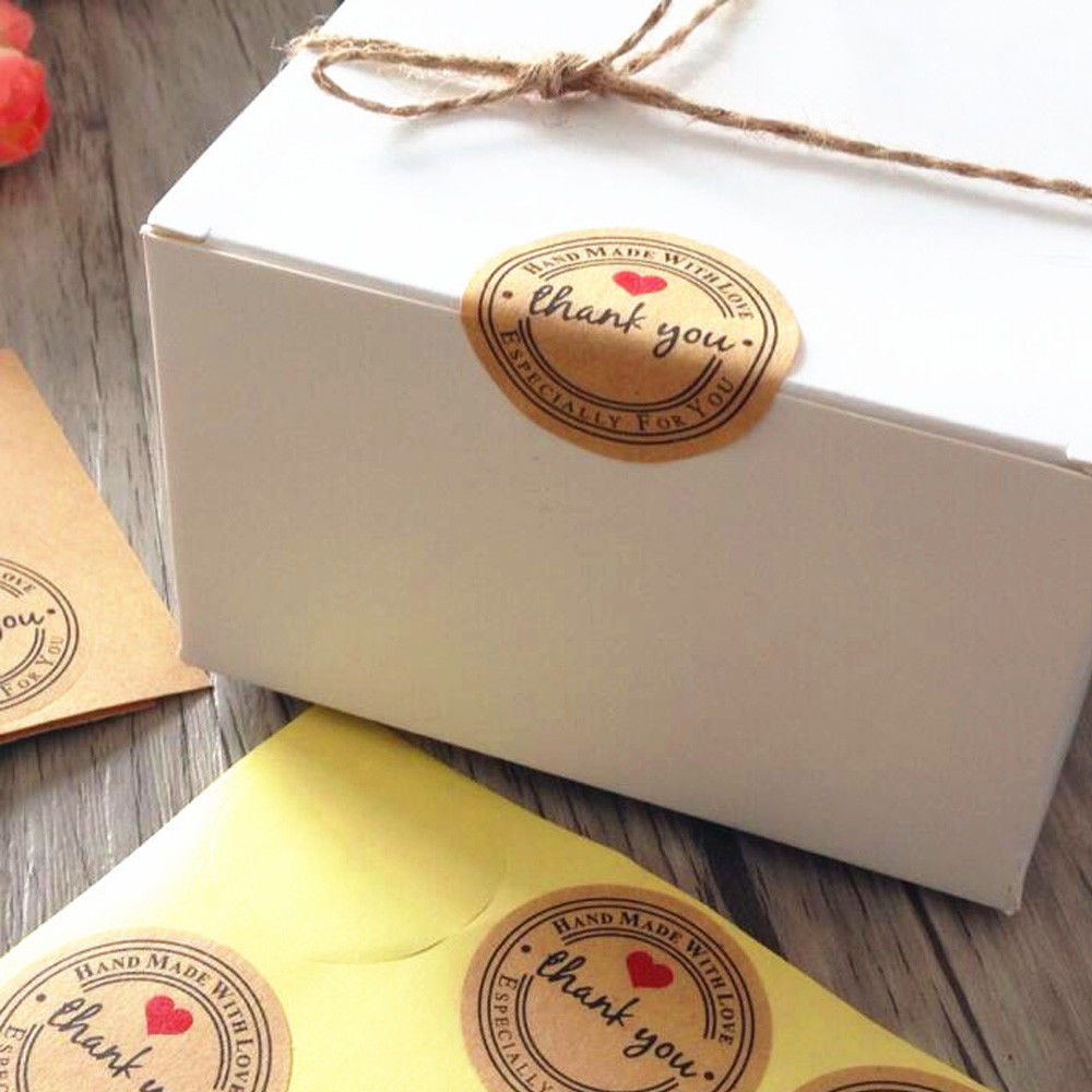 34 Thank You Stickers/Decals-1.5 Inch Round-Hand Made w/Love-Especially For You+