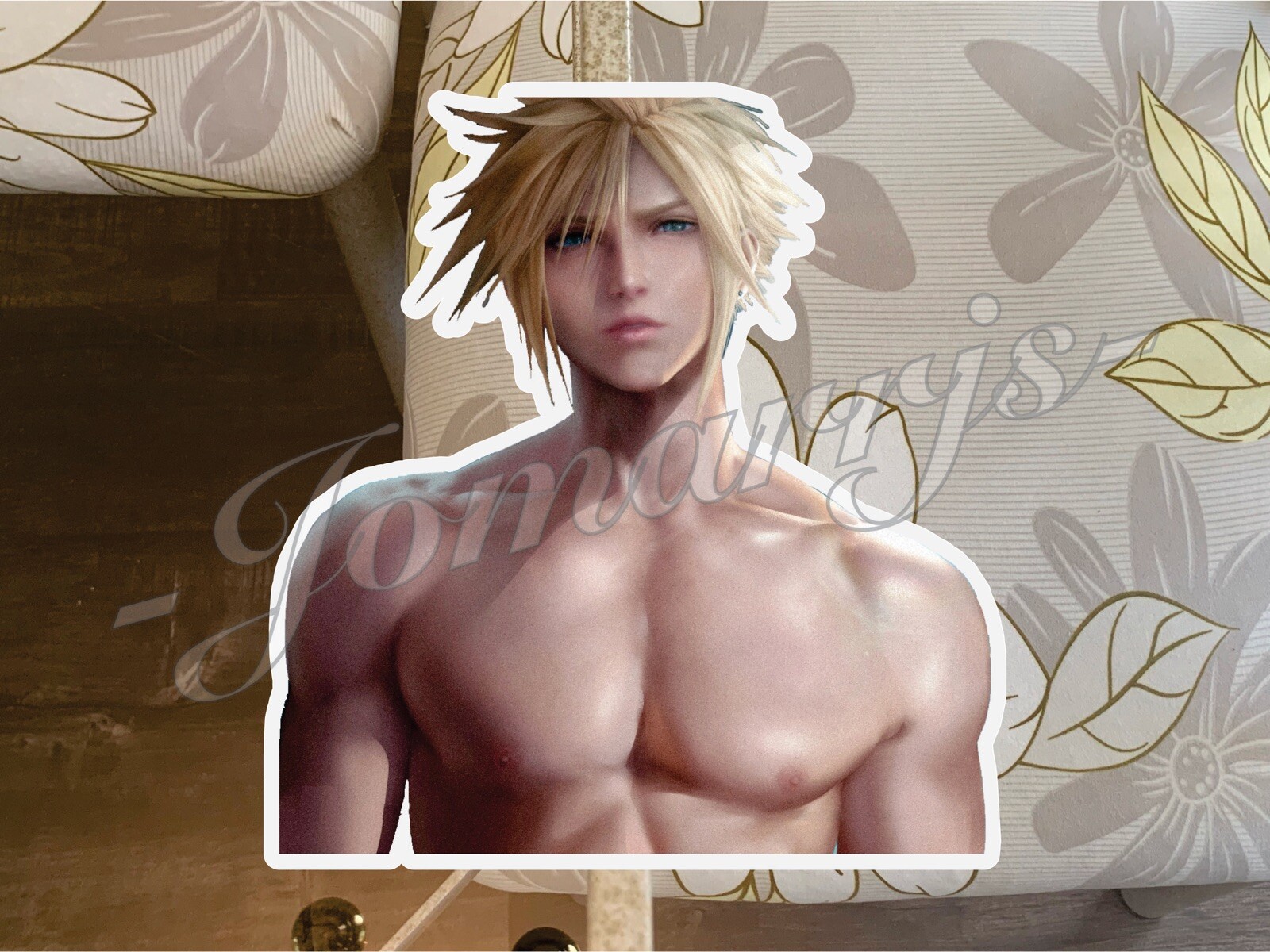 Final Fantasy 7 Anime Cloud Strife Sticker a husbando waifu male sexy ecchi art