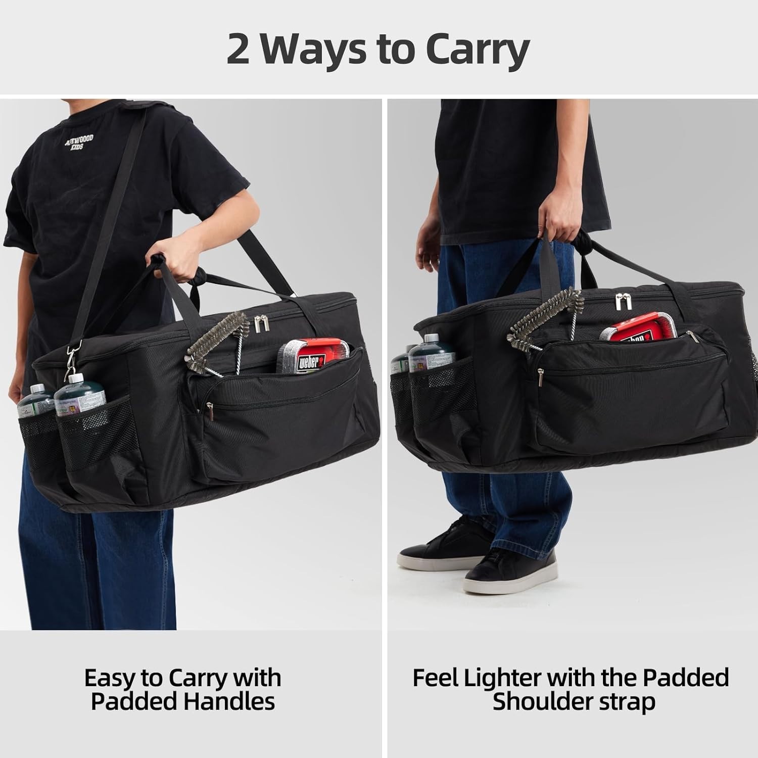 Grill Carry Bag for Weber Q1200 Q1000 Q1400 Liquid Propane Grill, 600D Water-Res