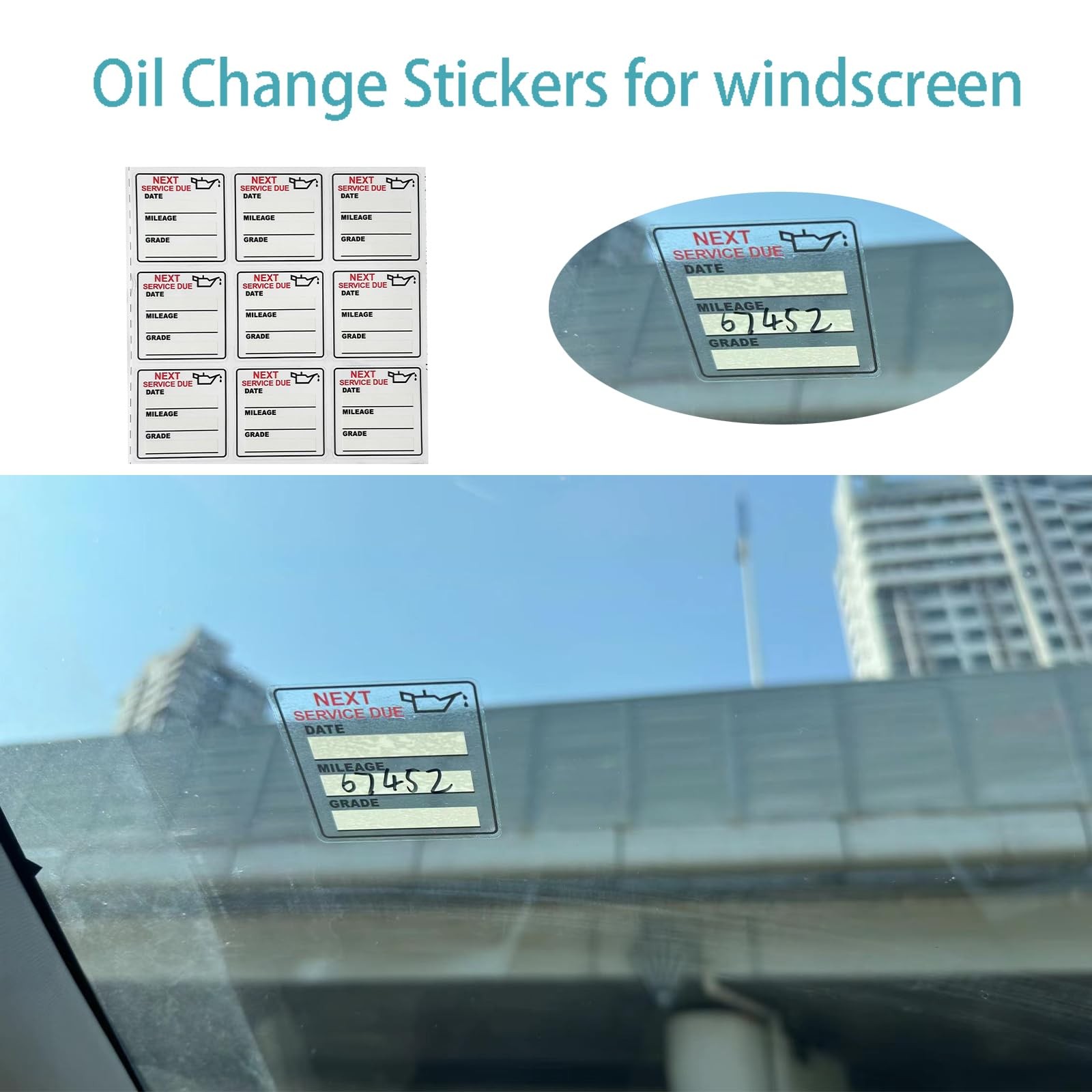 Oil Change Stickers，300pcs 2×2 inch Oil Change Stickers for windscreen Easy …