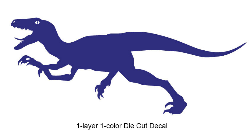 Dinosaur – Running Velociraptor #6 – Jurassic Period – 4-21" wide – DieCut Decal