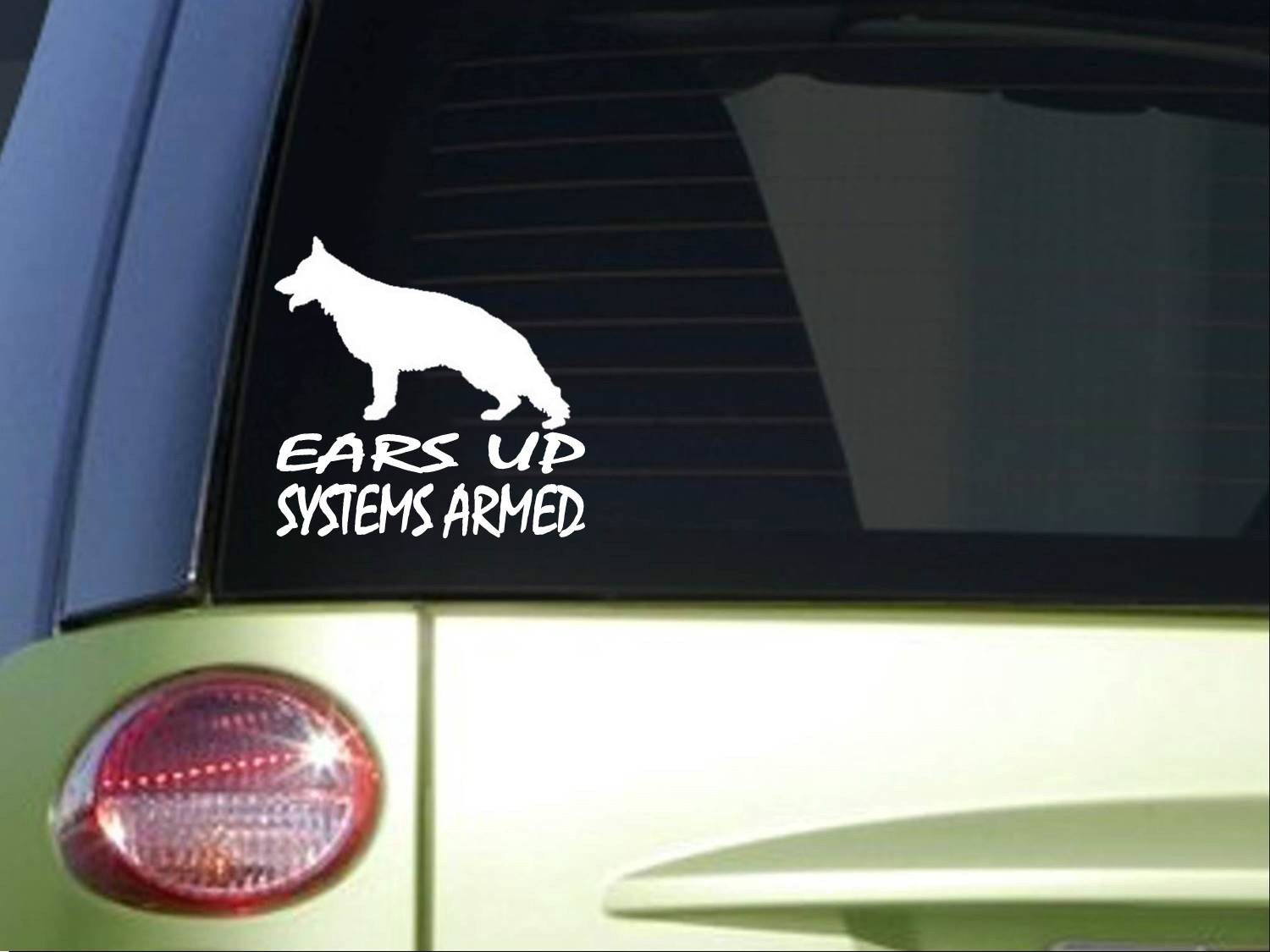 German Shepherd Ears Up Systems Armed *I862* 6×6 inch sticker schutzhund decal