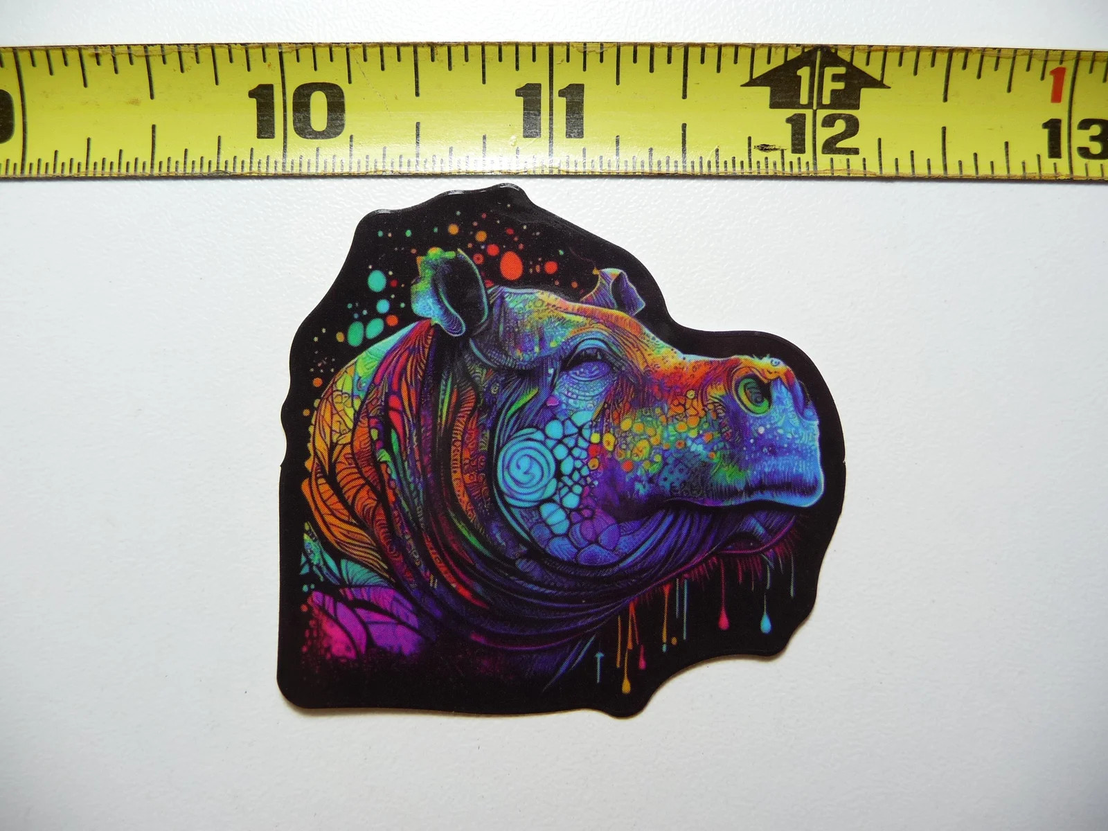 RHINOCEROS RHINO SMALL STICKER DECAL ZOO AFRICA VIBRANT MYSTICAL NEON COLORFUL