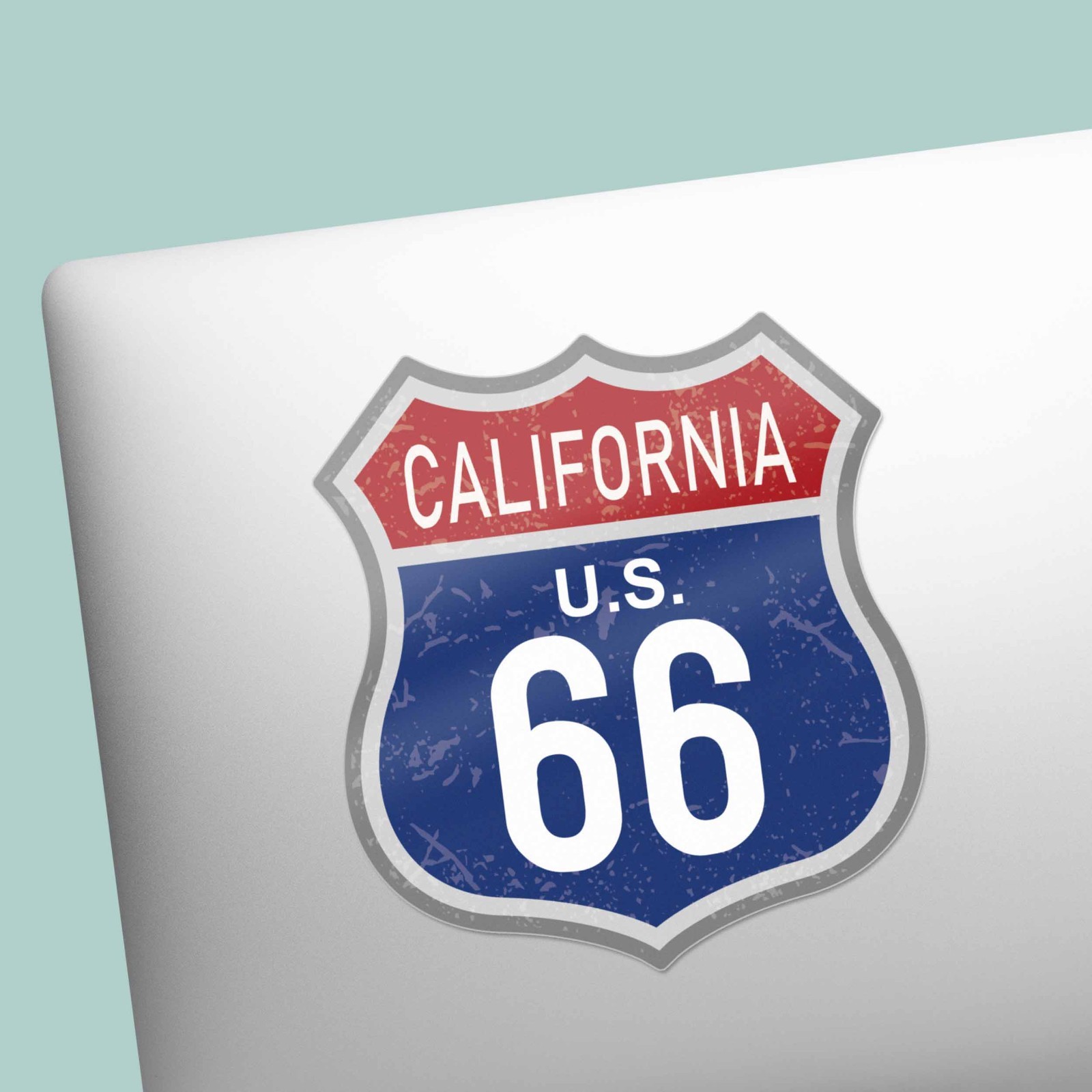 California Blue Route 66 Sticker – Cool CA Vintage Highway Sign Decal for Laptop