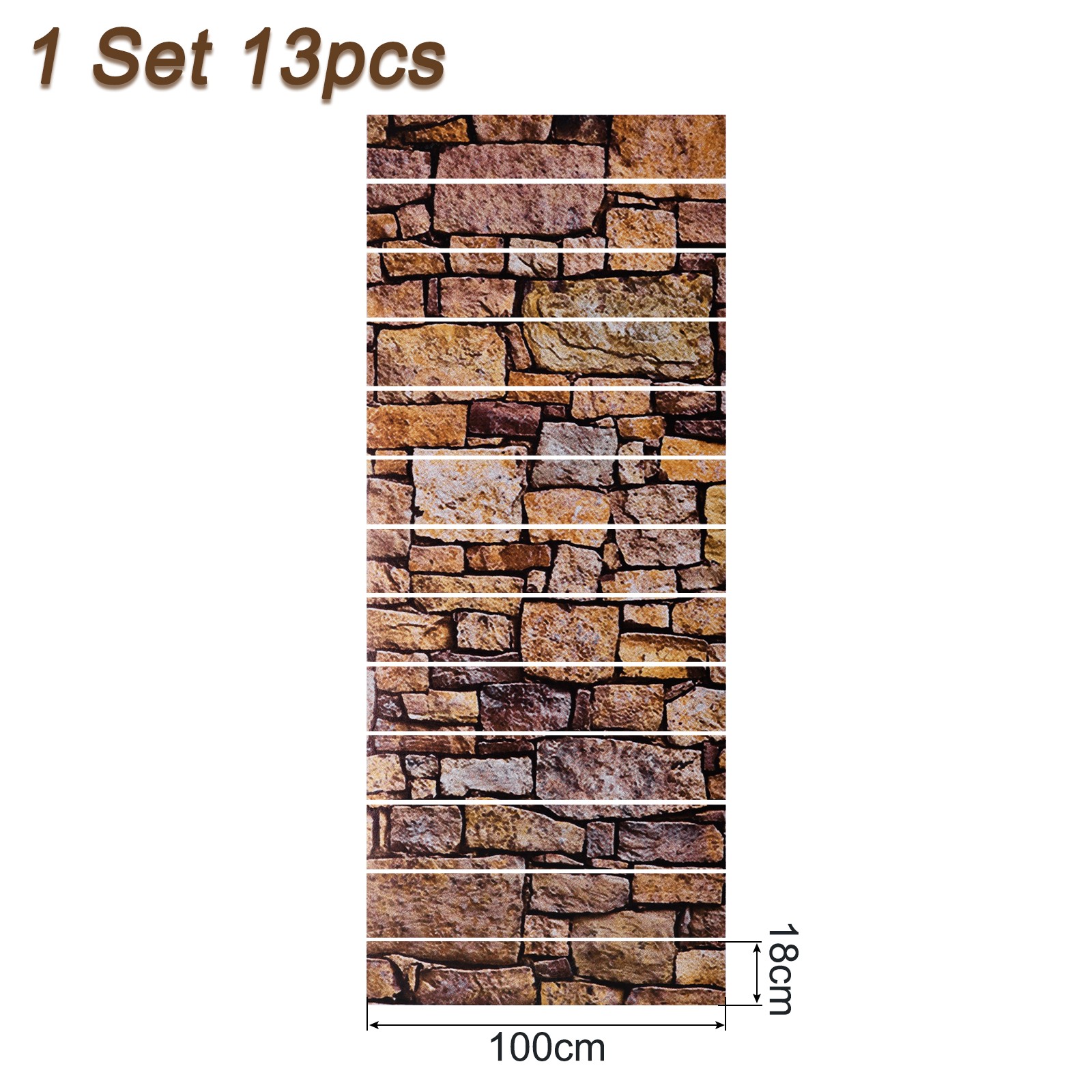 13 Packs Stair Stickers 39"x7" Self-Adhesive Staircase Decals Stone Pattern