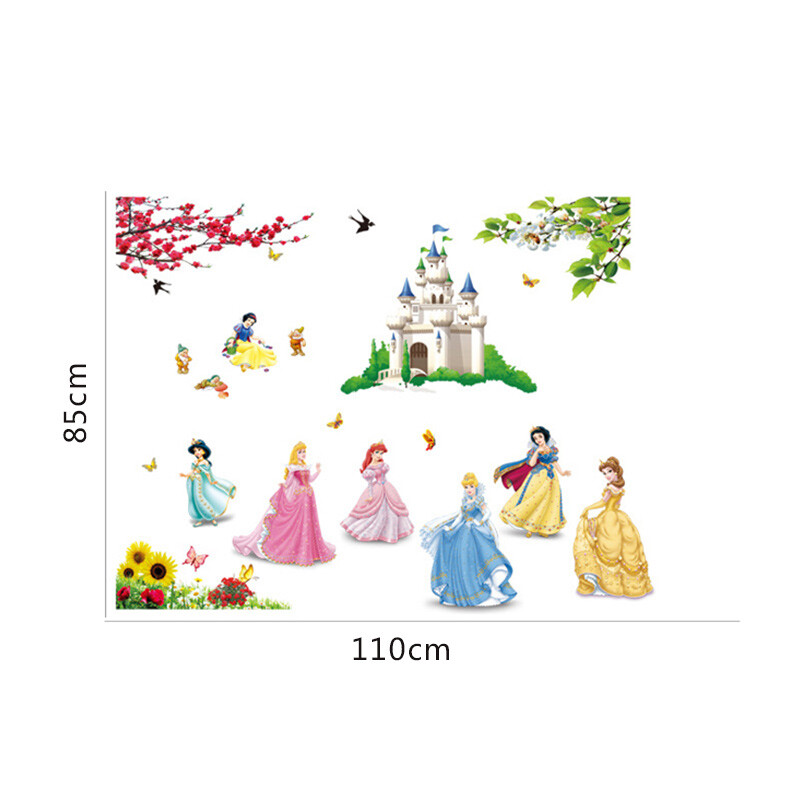 Large Princess Castle Wall Stickers Colorful Vinyl Decal Girls Kids Bedroom Art
