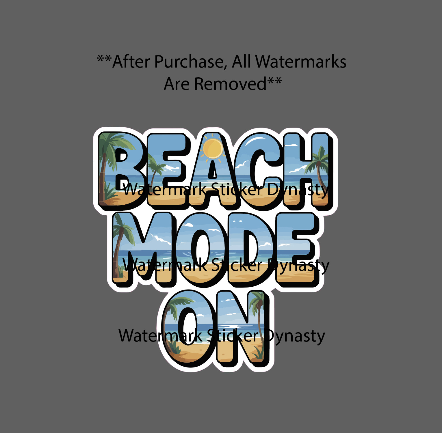 Beach Mode On Sticker Waterproof Decal Tropical Travel Waves Vacation Gift NEW