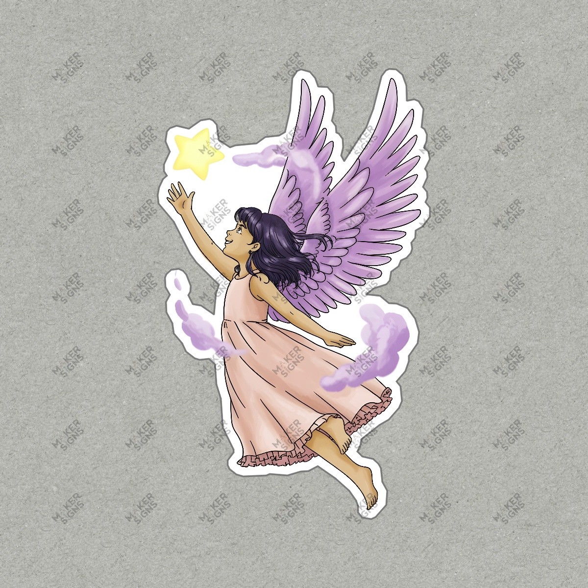 Enchanting Angelic Girl Wall Art Whimsical Wings and Dreams Perfect #7425