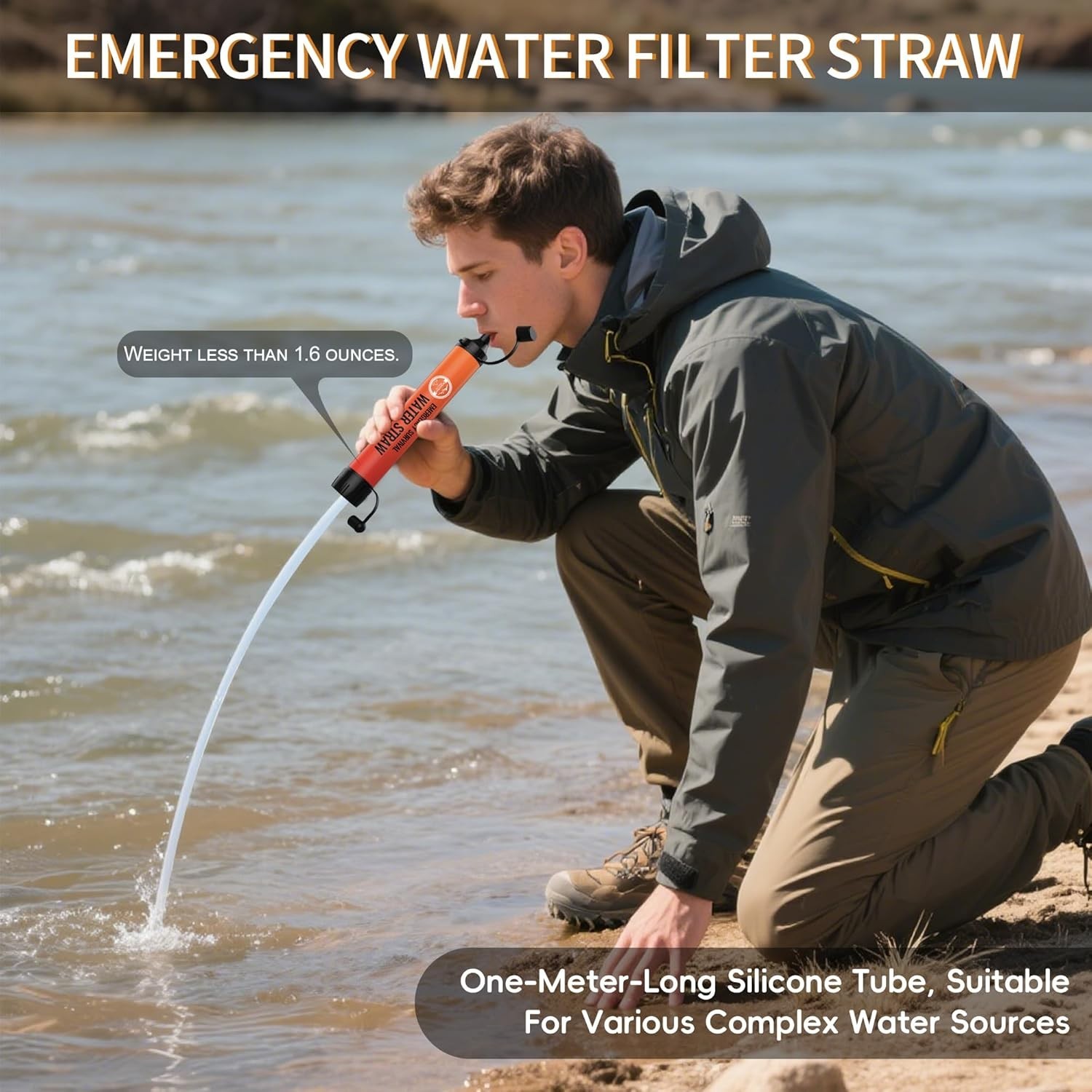Straw Water Filter 5 Pack – Outdoor Camping & Hiking Survival Gear Kit for Famil