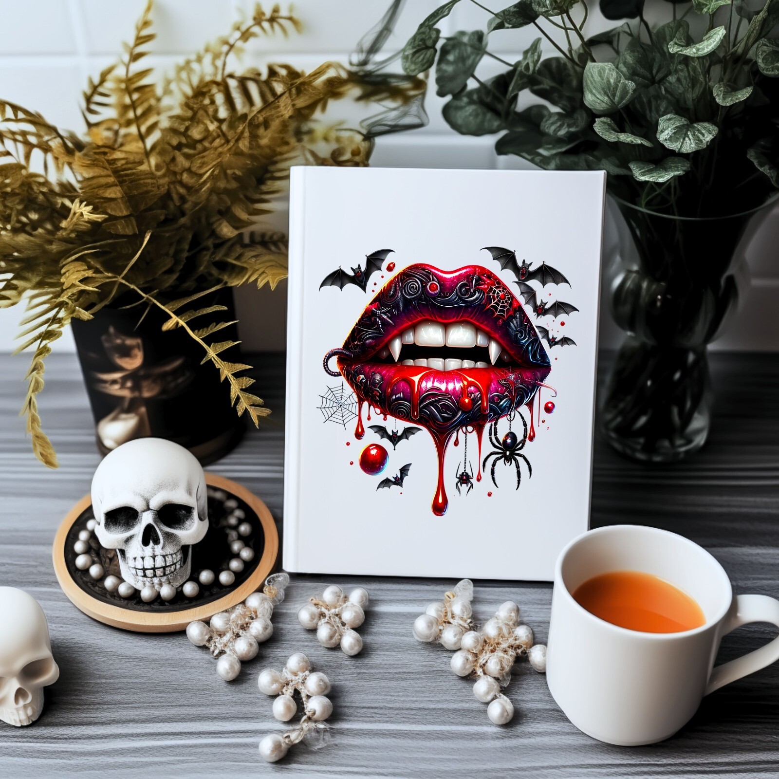 Halloween Spider Web Vampire Lips UV DTF Transparent Sticker / Decal