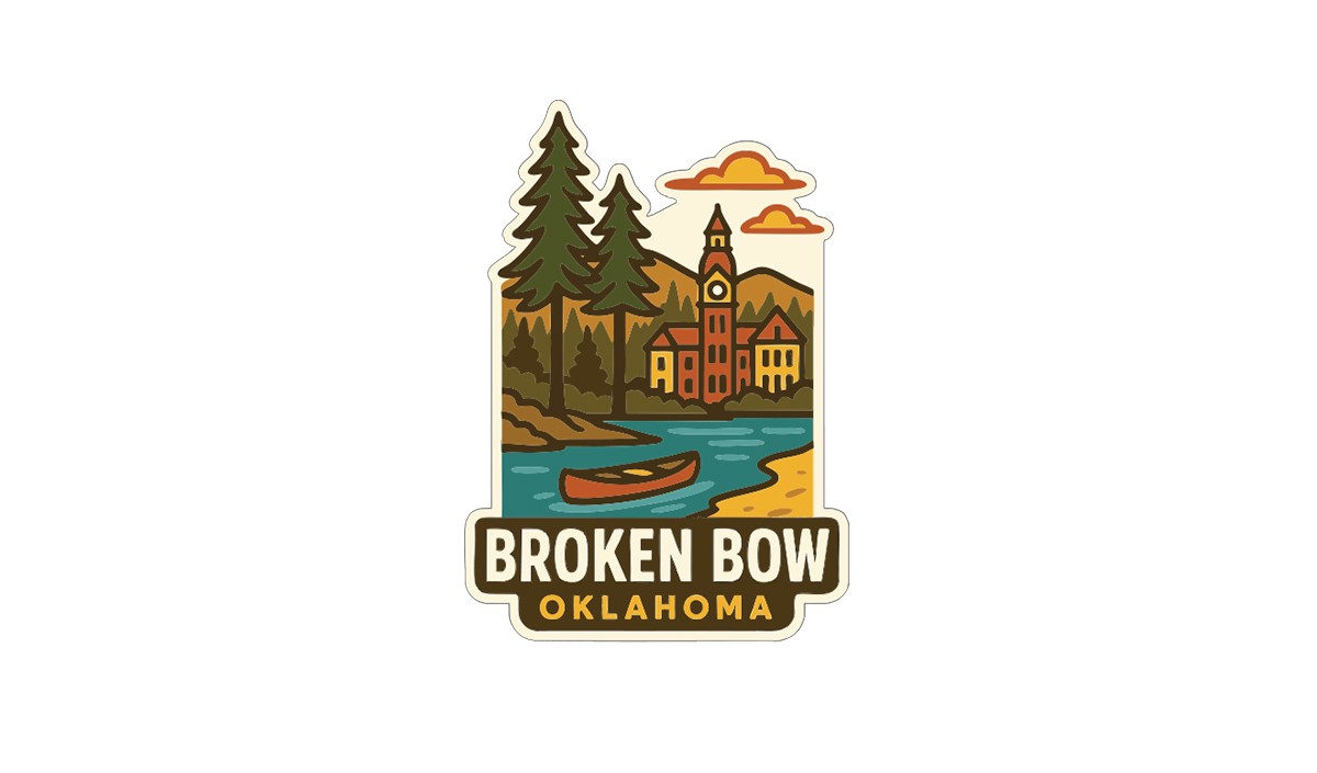 Broken Bow Oklahoma Sticker Decal Vinyl Die-Cut City Skyline Landmark Design
