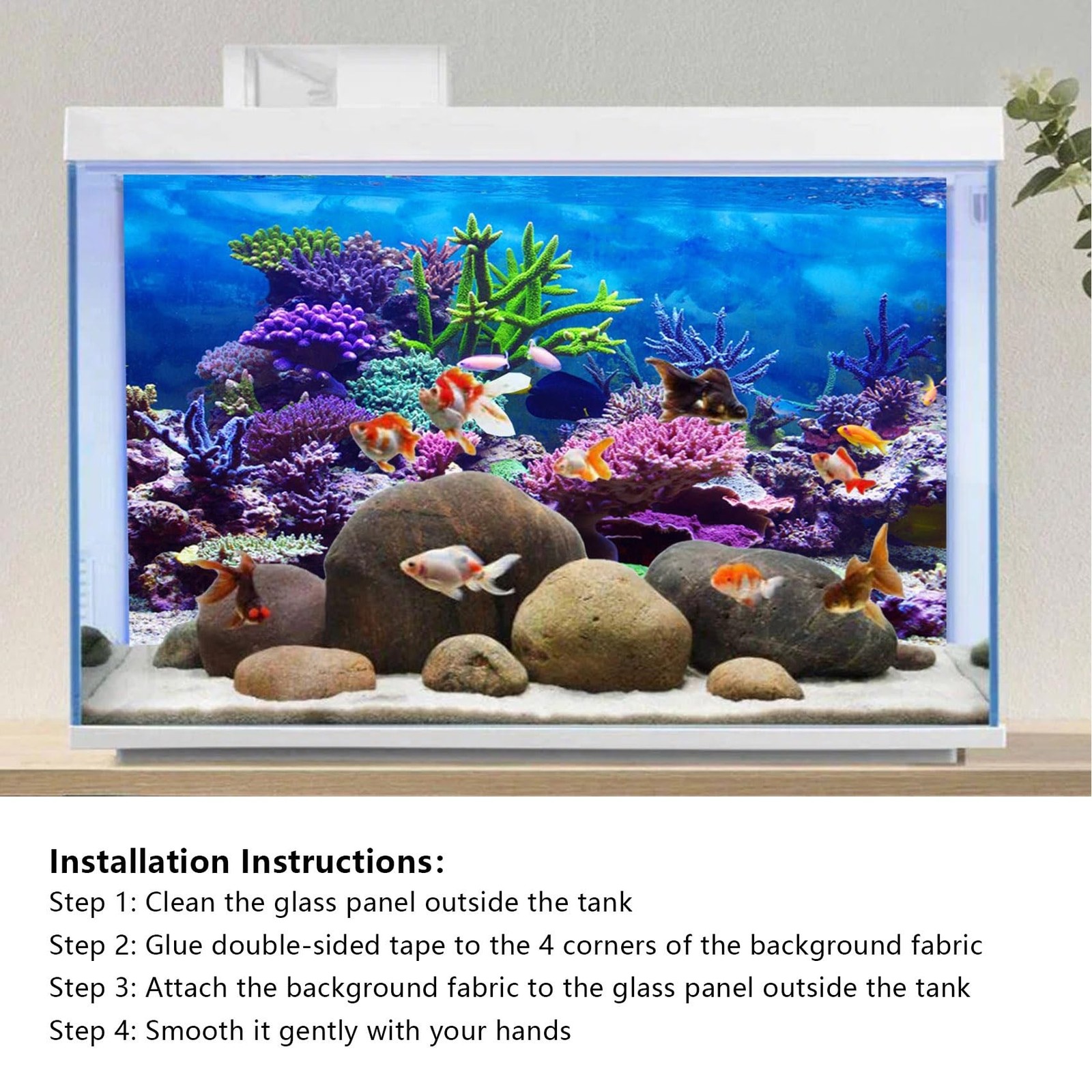 YongFoto Ocean Theme Fish Tank Background 36×24 inch Coral Seaweed Reef Rock …