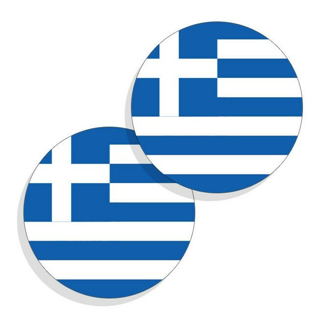 Greece Flag Stickers Flag Decals Vinyl Stickers Round Indoor Outdoor 4 pack